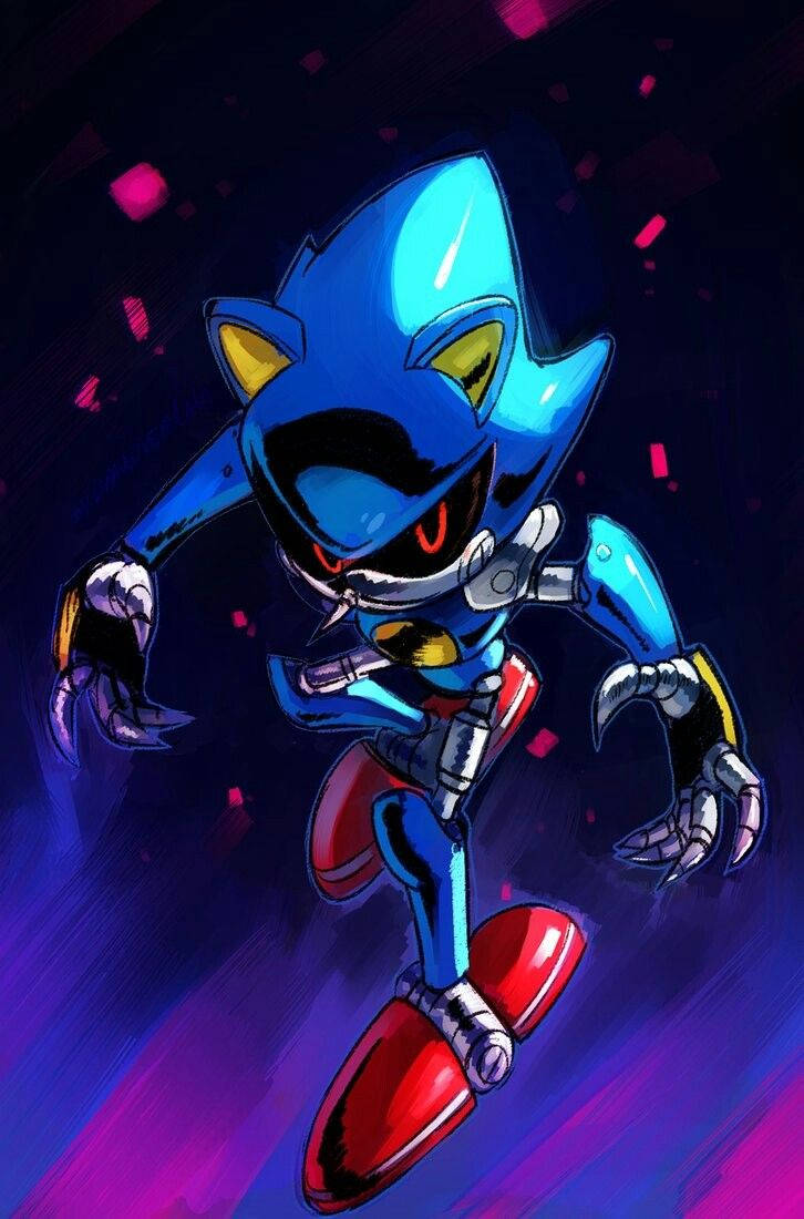 Sky Blue Metal Sonic, blue hedgehog, red eyes, SD Phone Wallpaper
