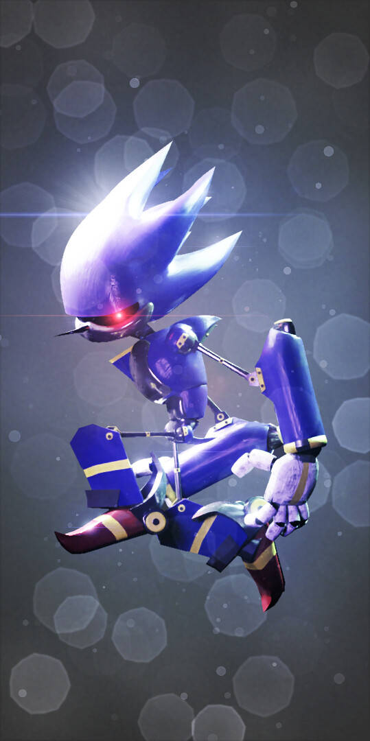 Metal Sonic, purple spiky body, glowing red eyes, SD Phone Wallpaper