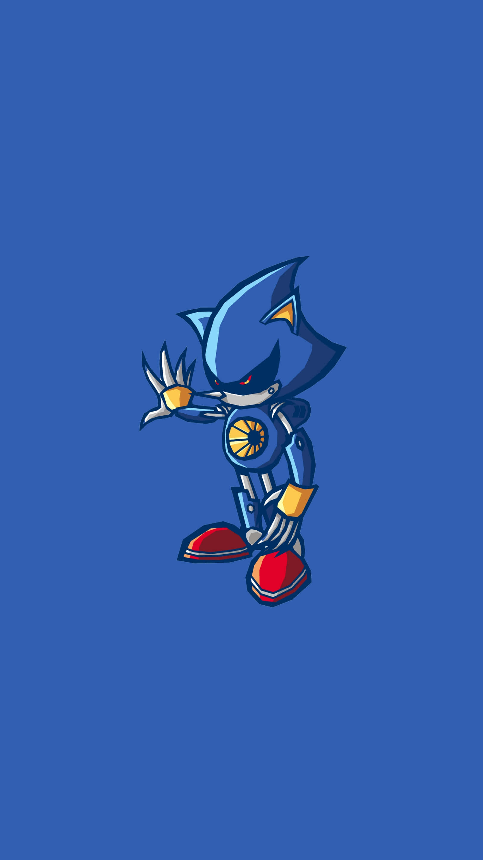 Metal Sonic, blue robotic hedgehog, red shoes, 2K Phone Wallpaper
