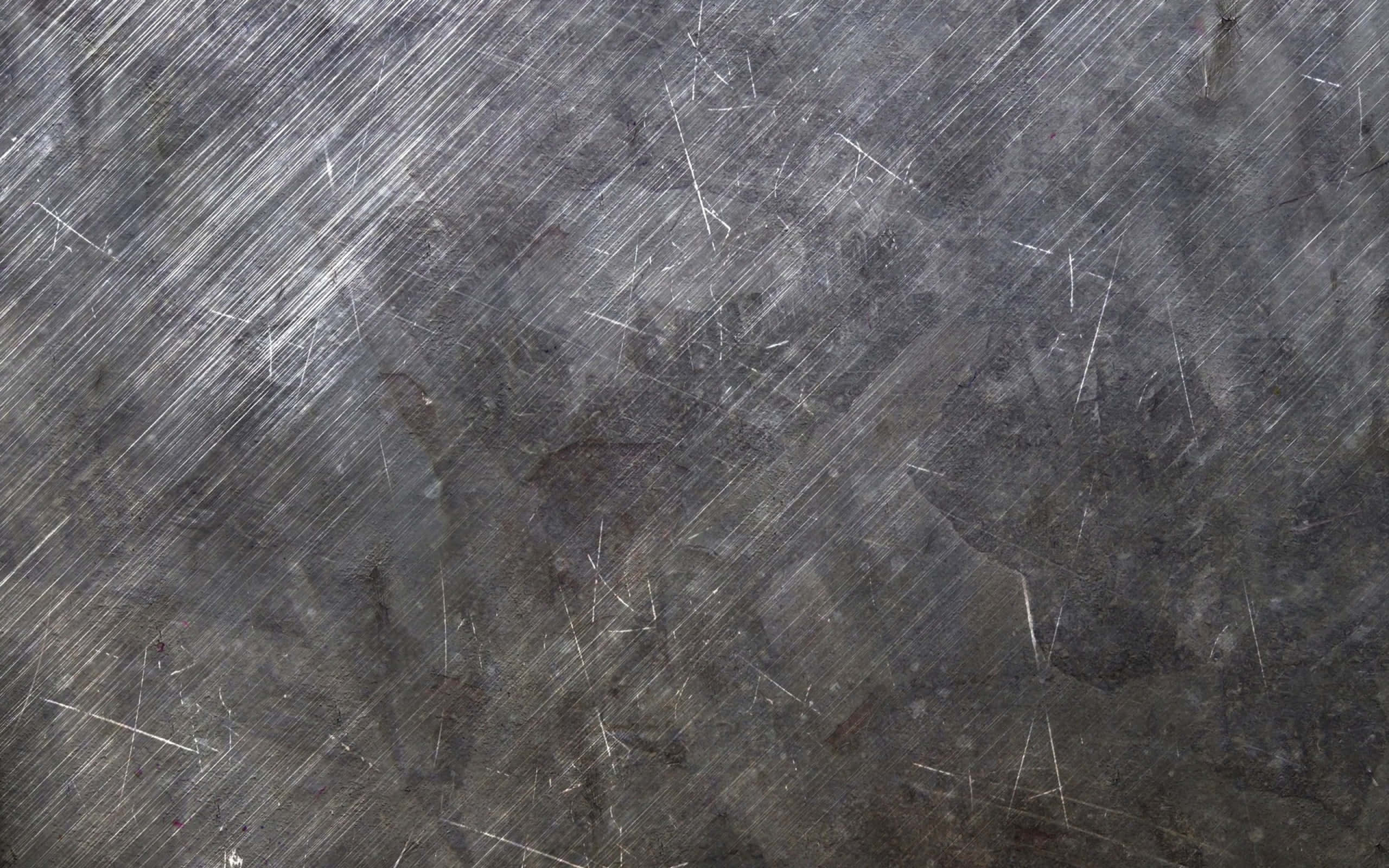 Brushed Steel Sheet, weathered gray metallic surface, diagonal scratches, 2K Desktop Wallpaper