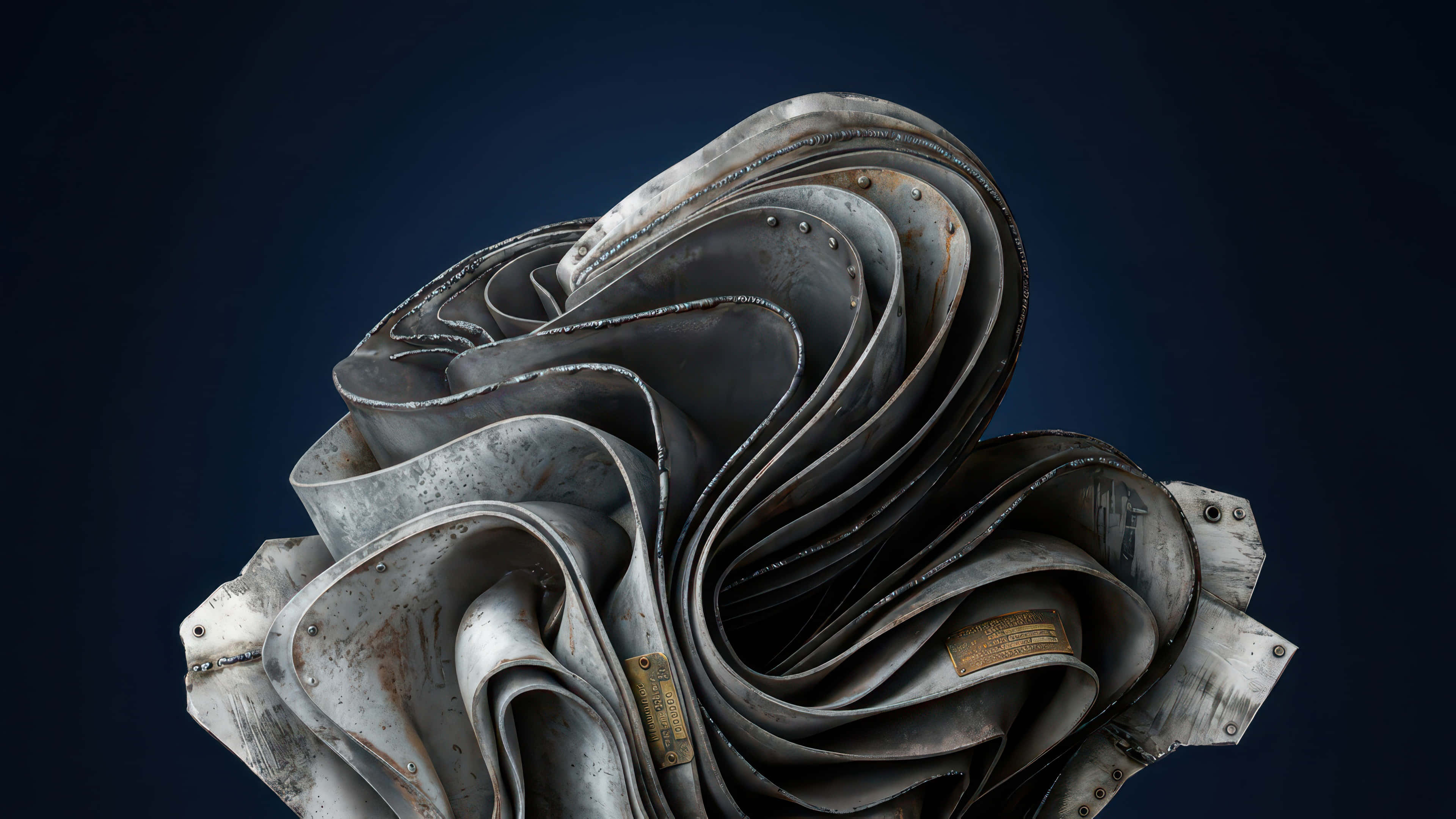industrial bloom, metallic rose, riveted petals, 4K Desktop Wallpaper