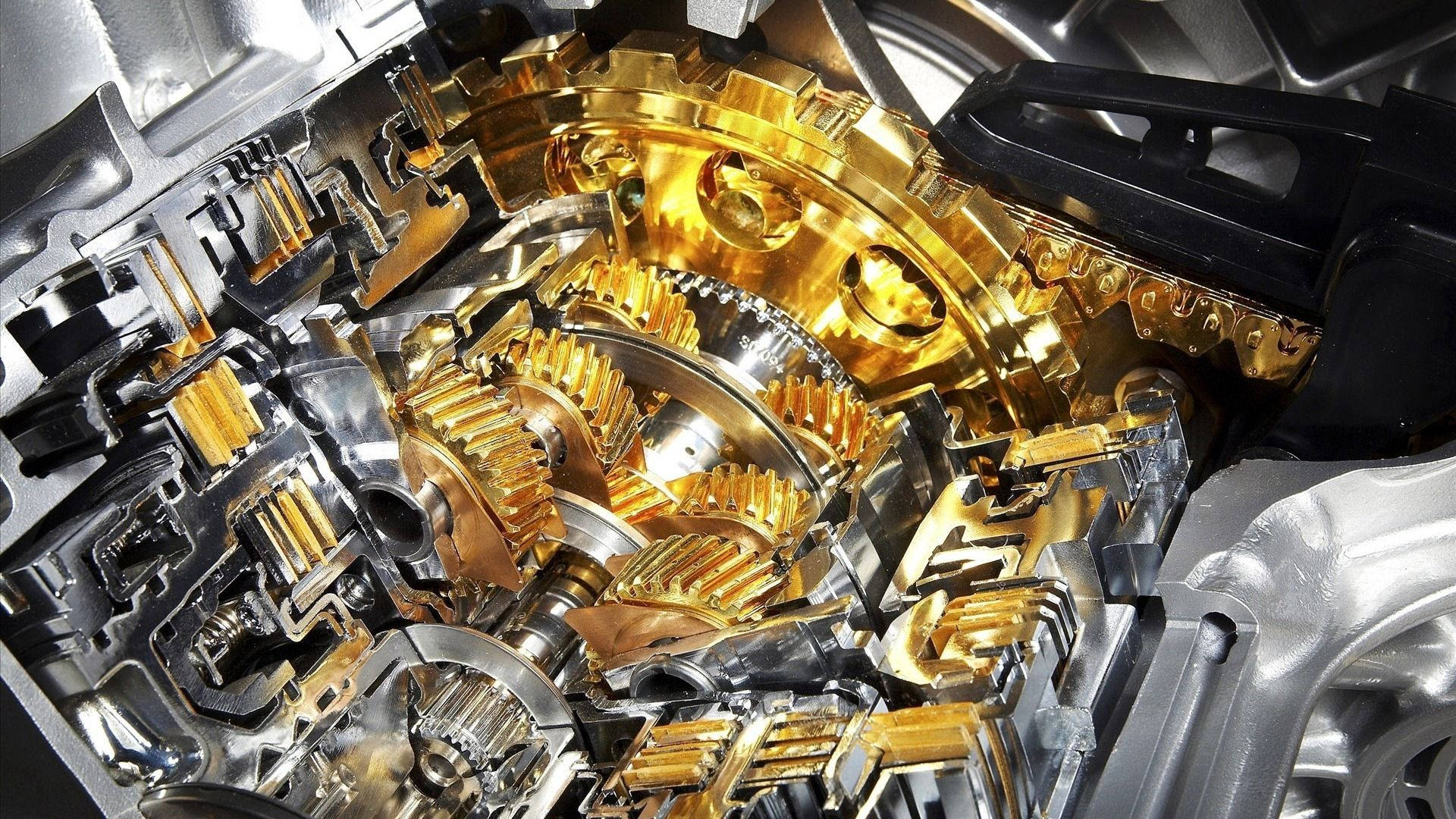 gold, silver, gears, Full HD Desktop Wallpaper