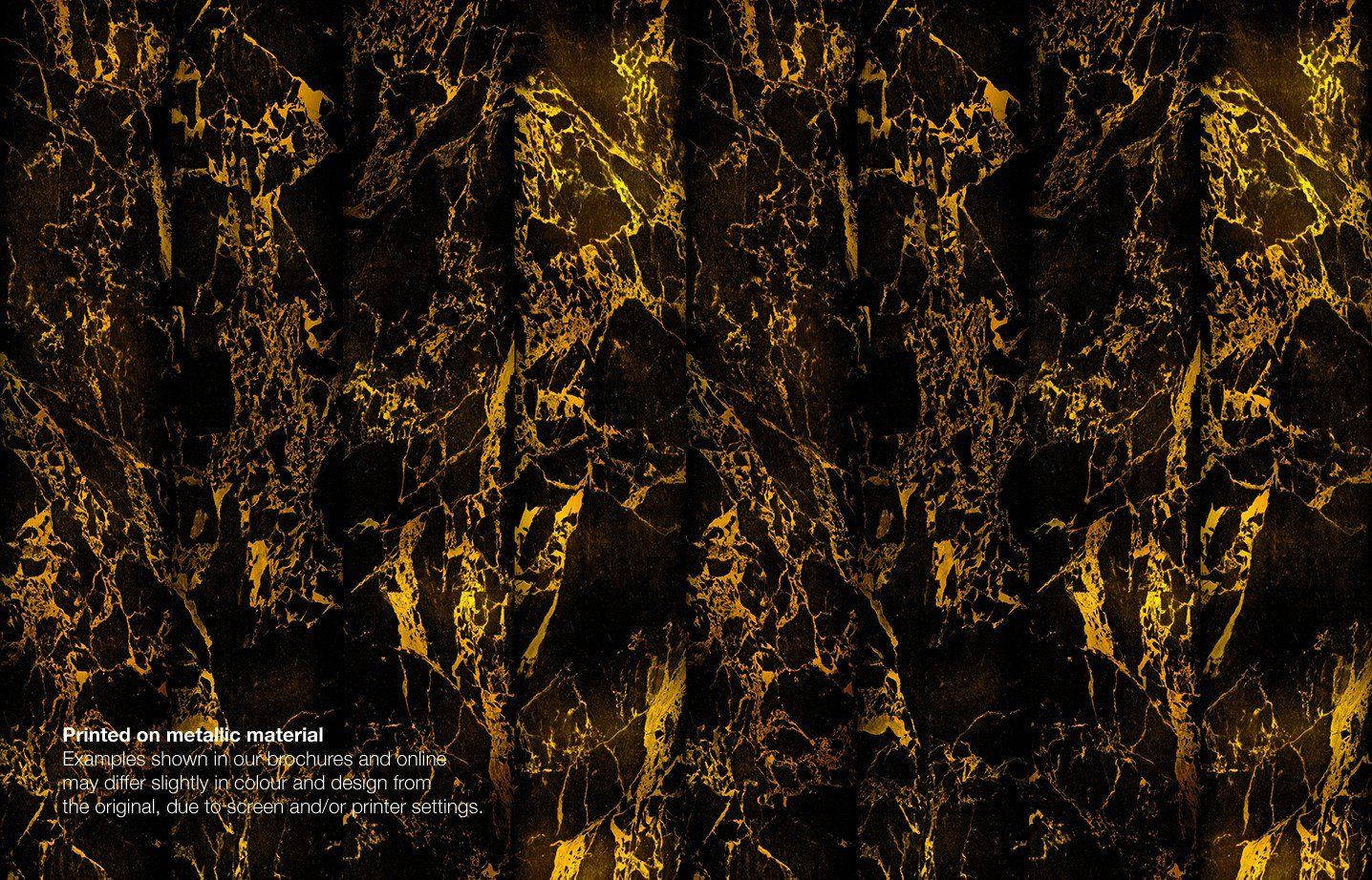 Metallic Marble Gold, black and gold marble pattern, glowing veins, HD Desktop Wallpaper