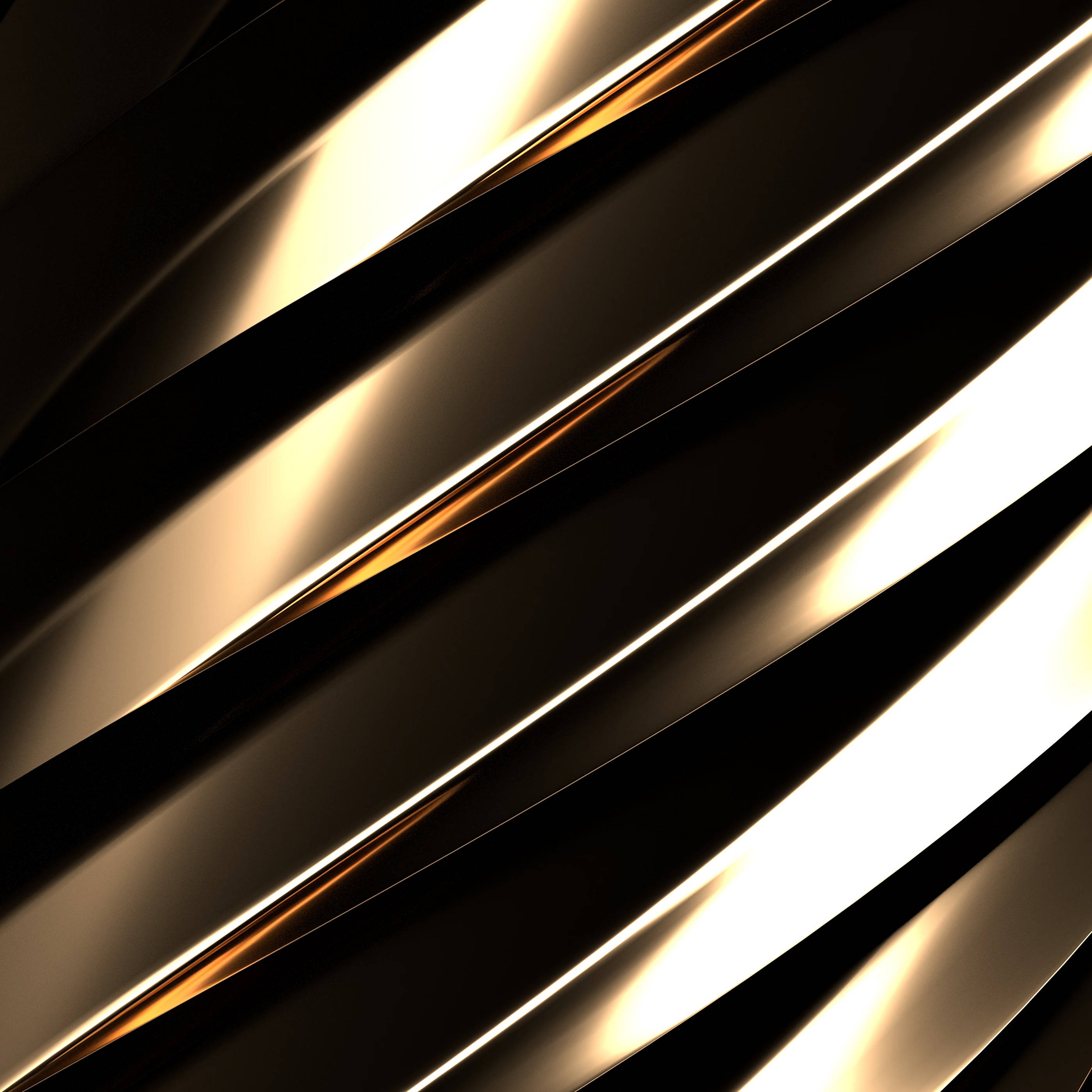 golden metallic stripes, deep black, gleaming, 2K Desktop Wallpaper