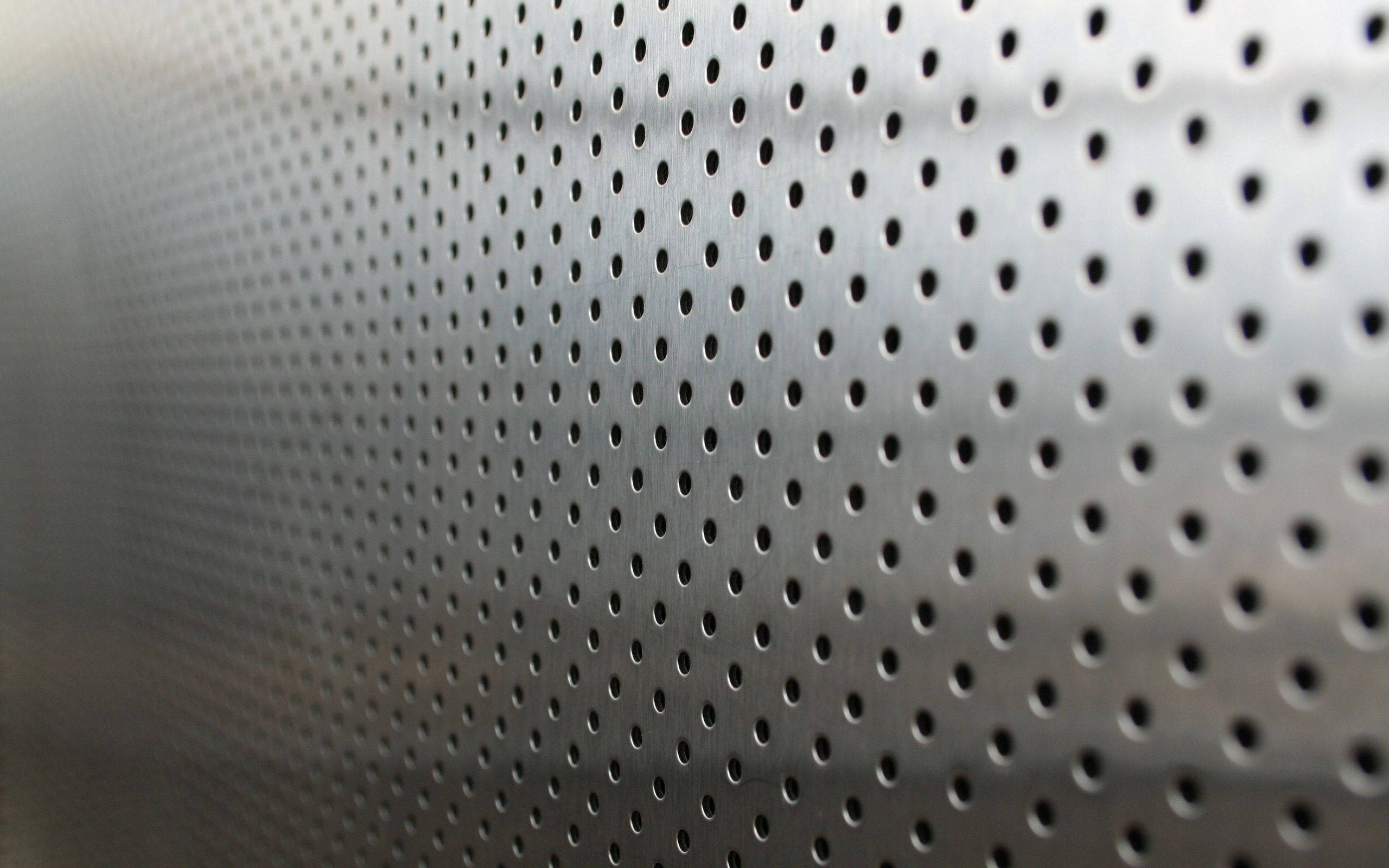 silver metallic, brushed metal, circular perforations, 2K Desktop Wallpaper