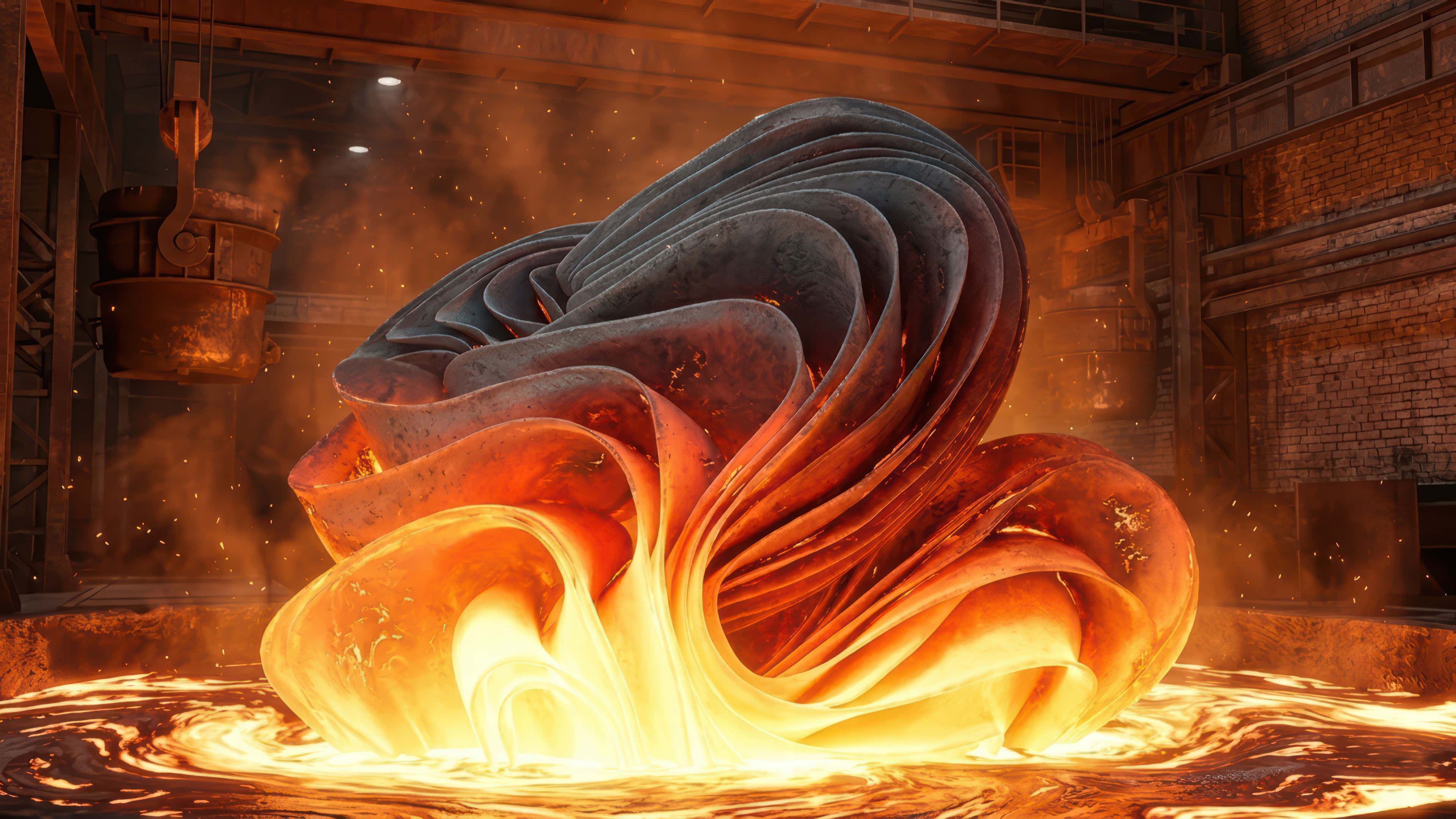 incandescent bloom, foundry modded, molten metal, 4K Desktop Wallpaper