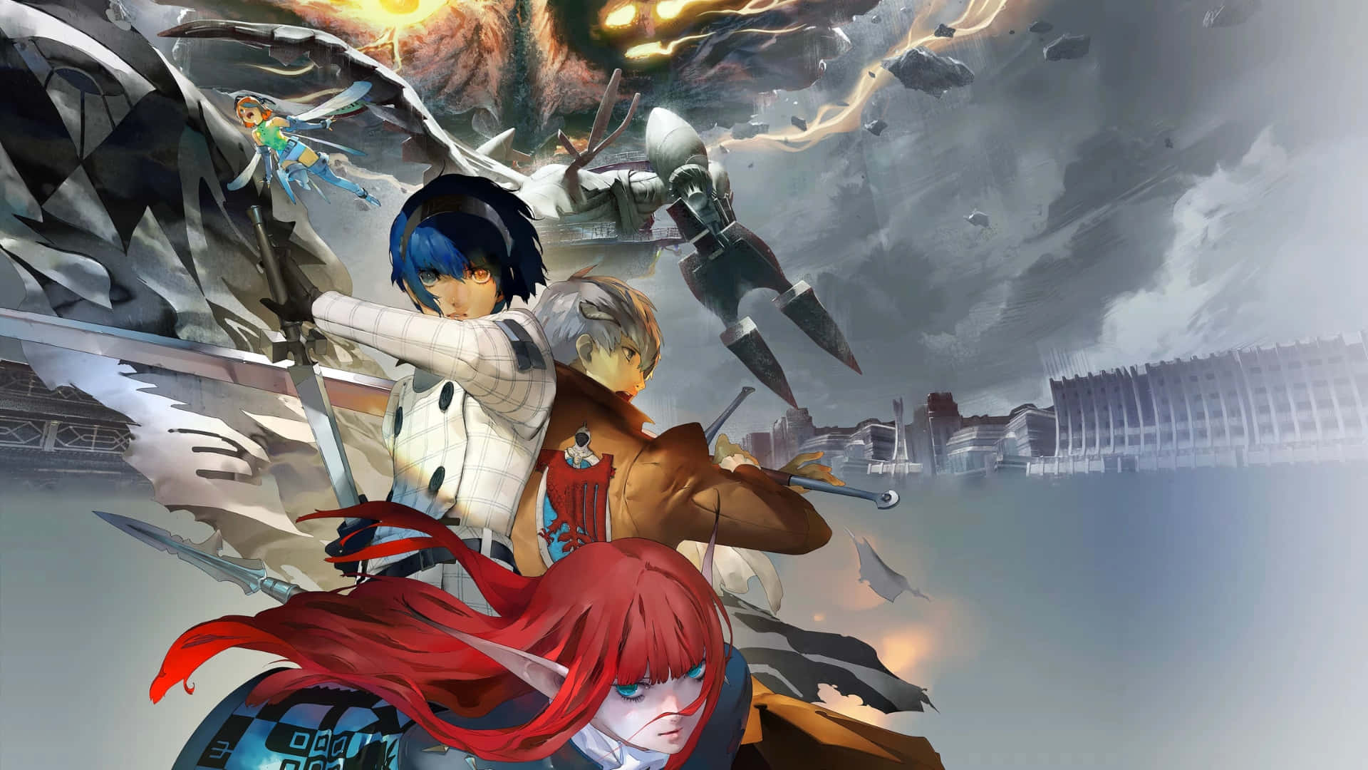 Metaphor Refantazio, anime battle scene, four characters, Full HD Desktop Wallpaper