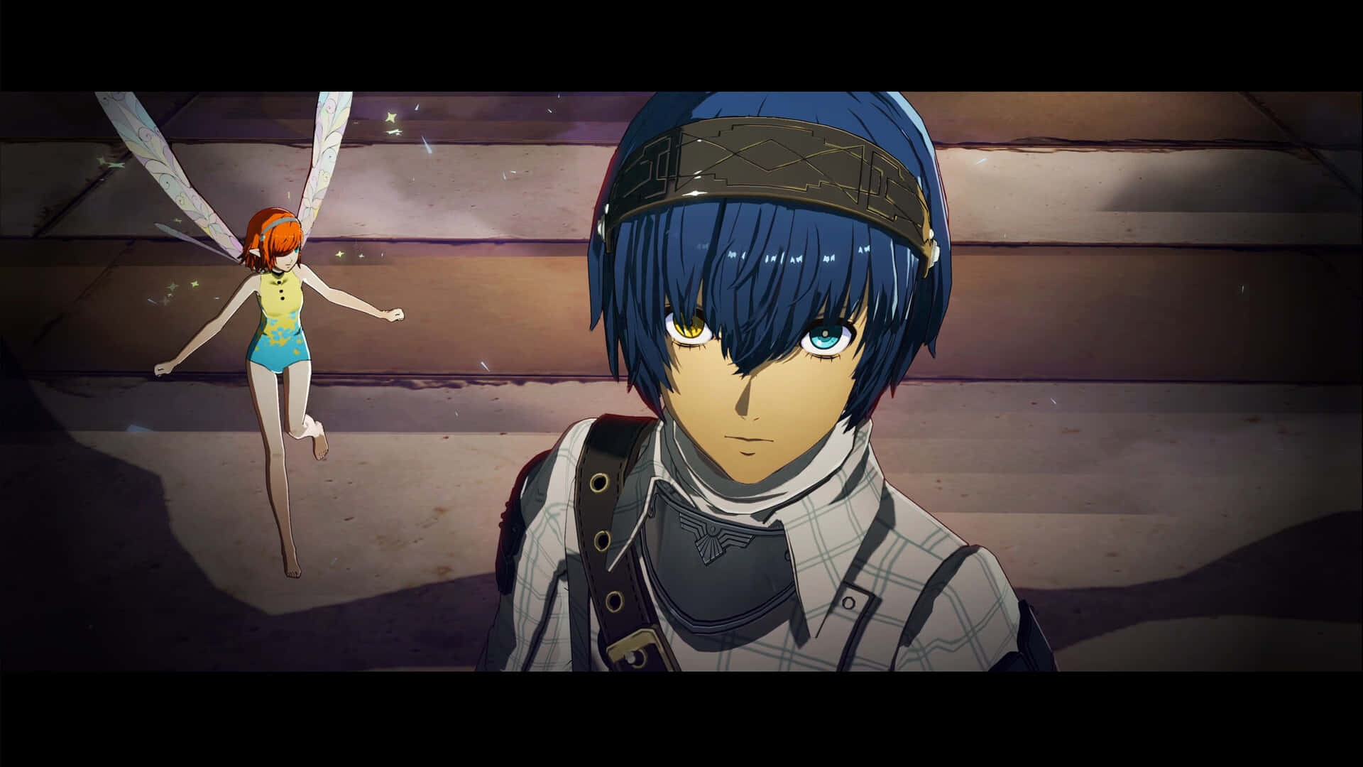 Metaphor Refantazio, blue-haired anime boy, tactical gear, Full HD Desktop Wallpaper