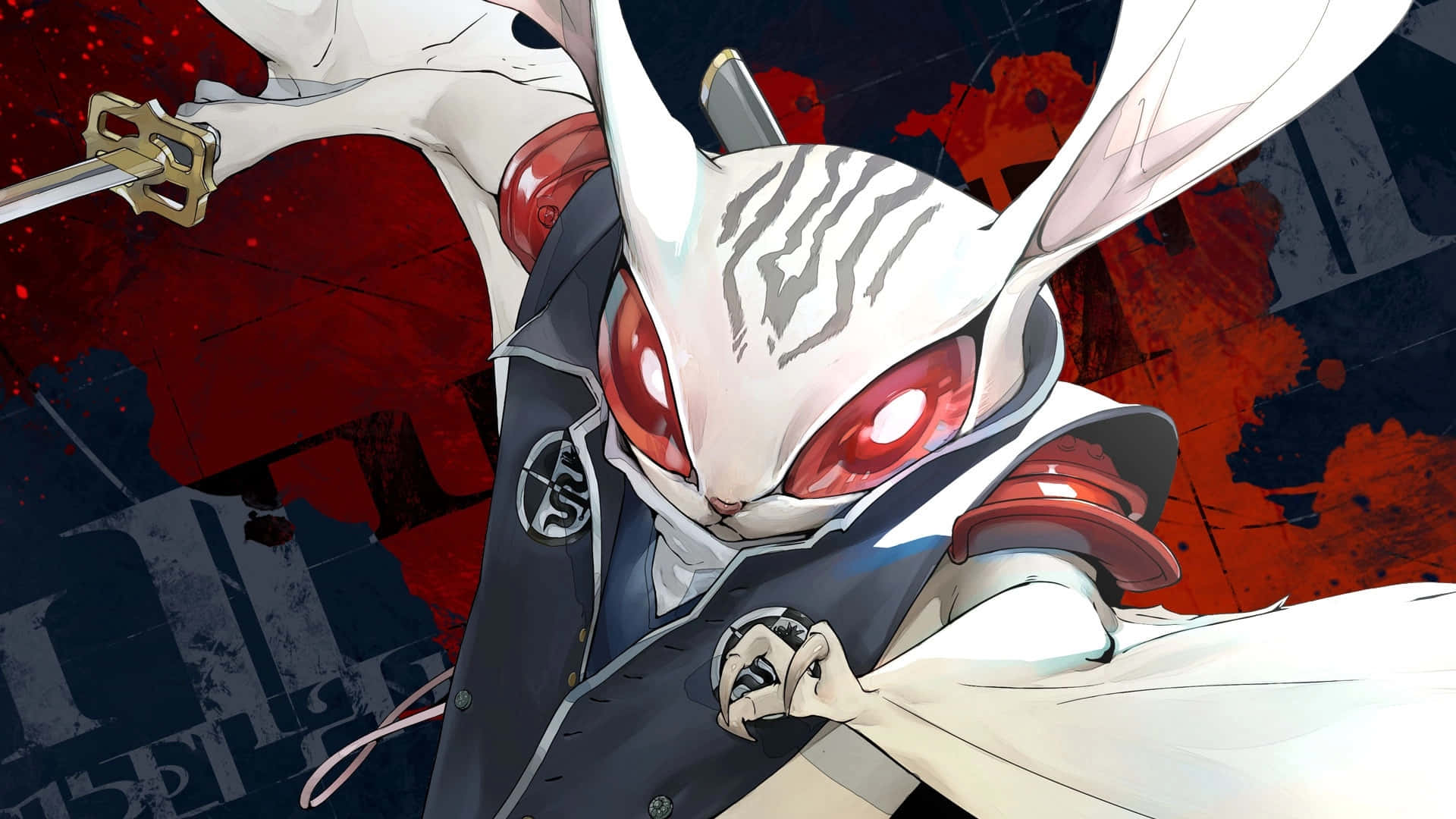 Metaphor Refantazio, white rabbit anime character, red eyes, Full HD Desktop Wallpaper