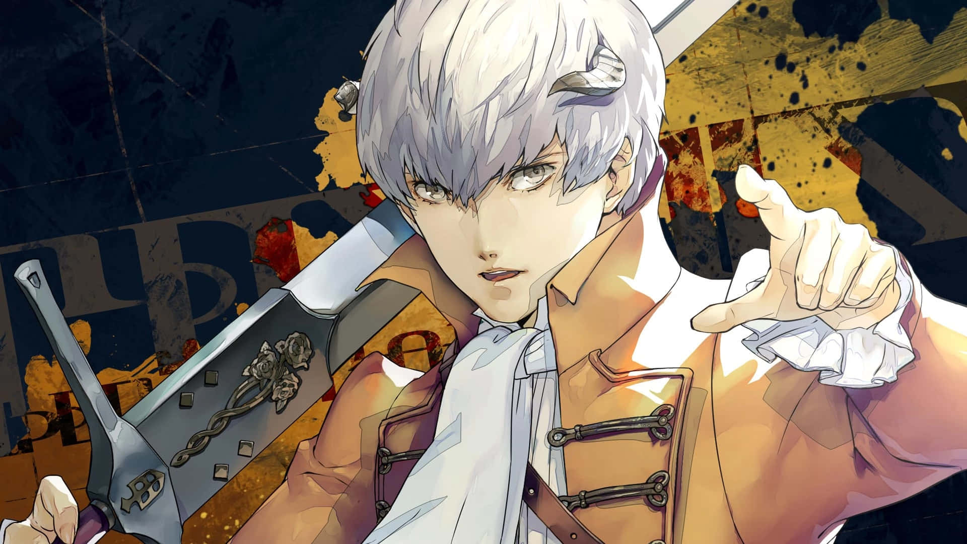 Metaphor Refantazio, silver-haired anime warrior, ornate armor, Full HD Desktop Wallpaper
