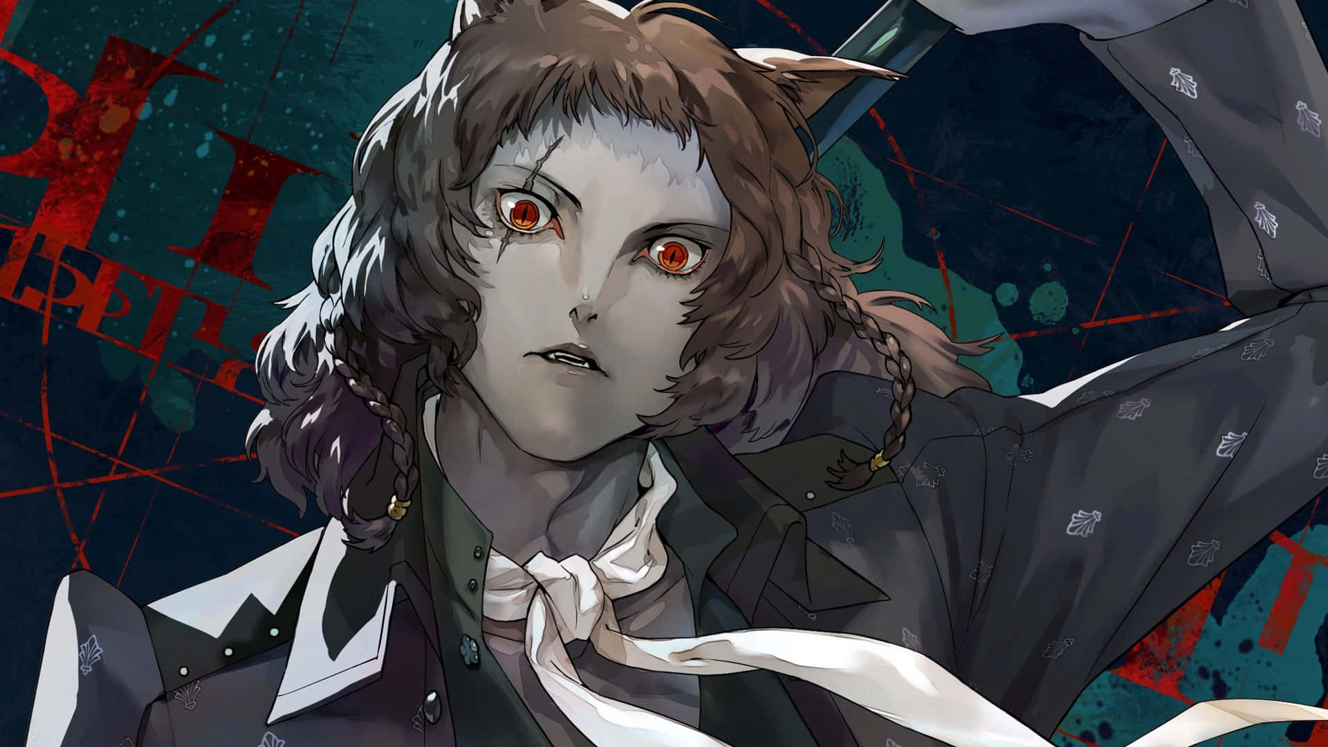 Metaphor Refantazio, wolf ears, glowing red eyes, Full HD Desktop Wallpaper