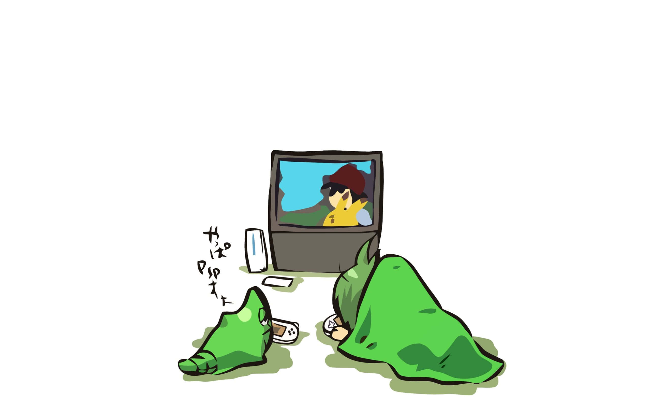 Metapod, green bean-shaped, blankets, 2K Desktop Wallpaper