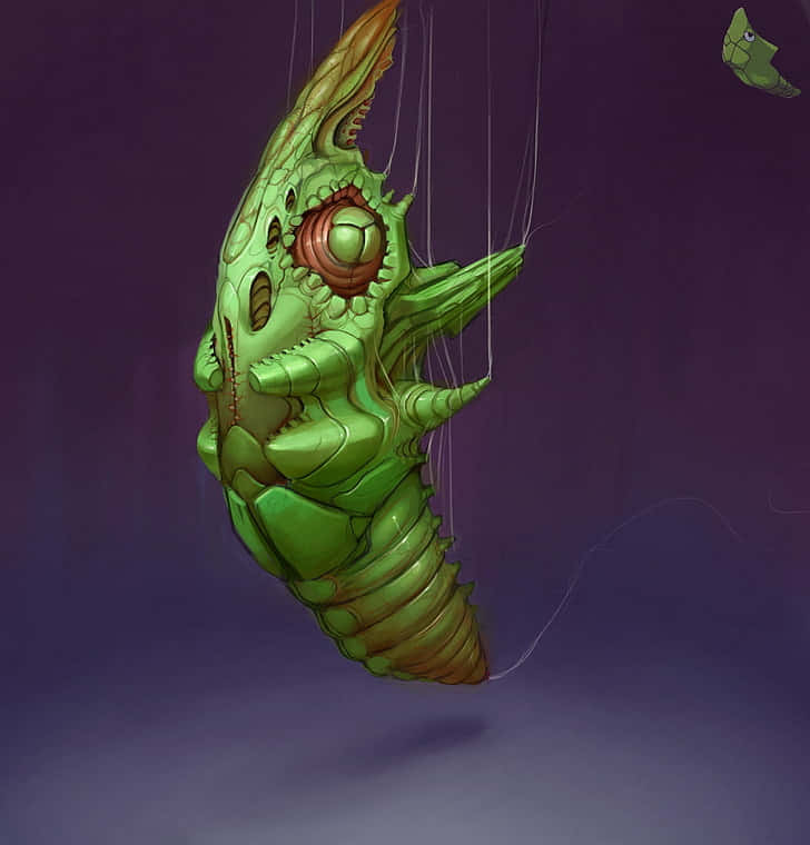 Metapod, green alien puppet, stitched eye, SD Phone Wallpaper