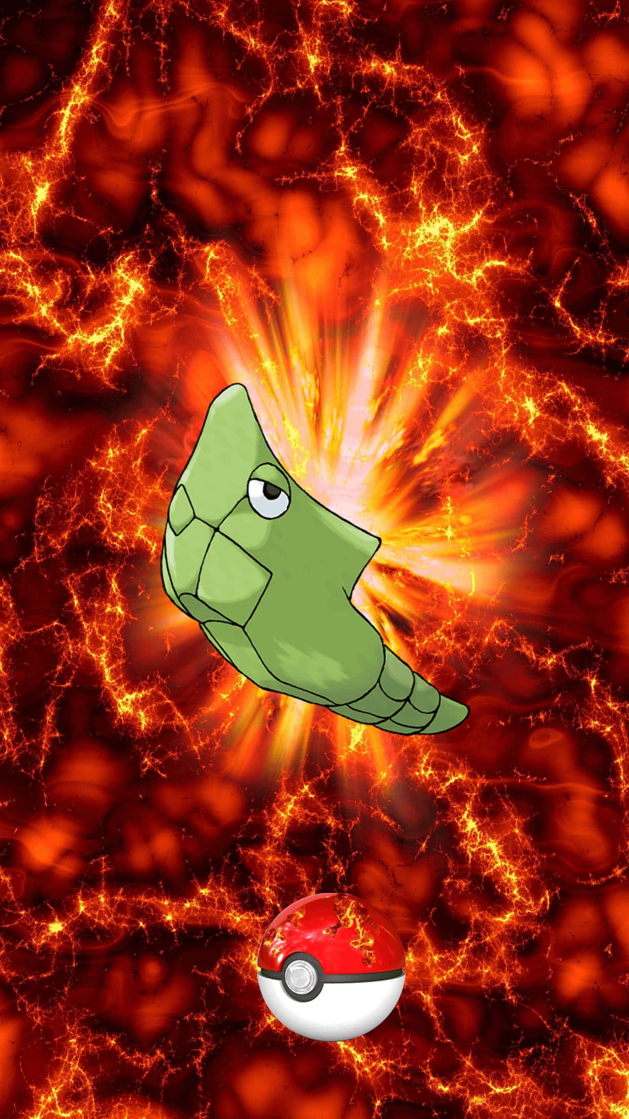 Metapod, red aesthetic, green Pokémon, Full HD Phone Wallpaper