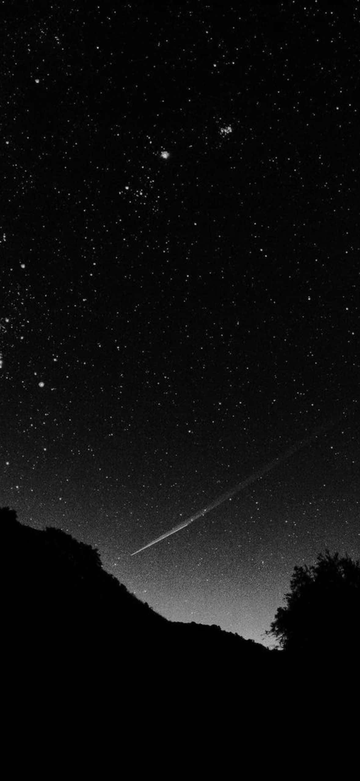 Starry Night Sky, shooting star, black and white night sky, Full HD Phone Wallpaper