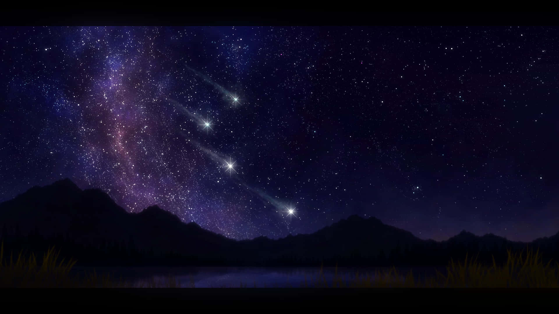 Meteor, shooting stars, starry night sky, Full HD Desktop Wallpaper