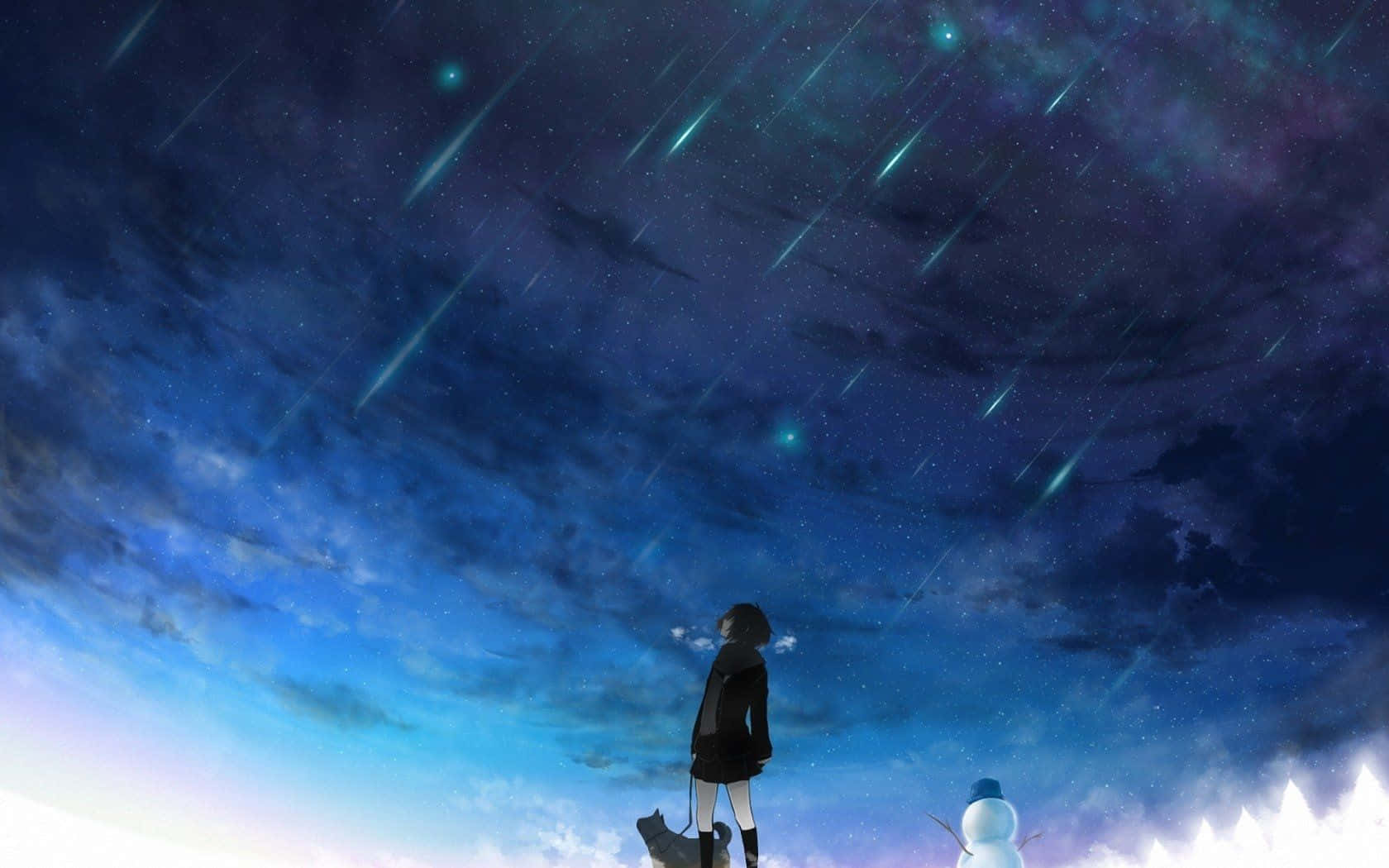 Meteor, night sky, glowing meteors, HD Desktop Wallpaper