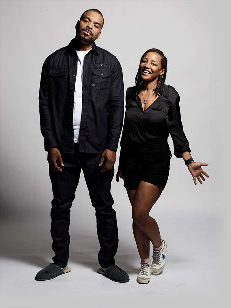 Method man, black outfits, plain gray studio background, SD Phone Wallpaper