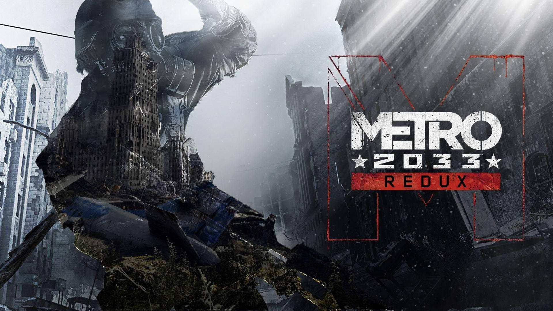 Metro 2033 Redux, gas-masked figure, ruined skyscrapers, Full HD Desktop Wallpaper