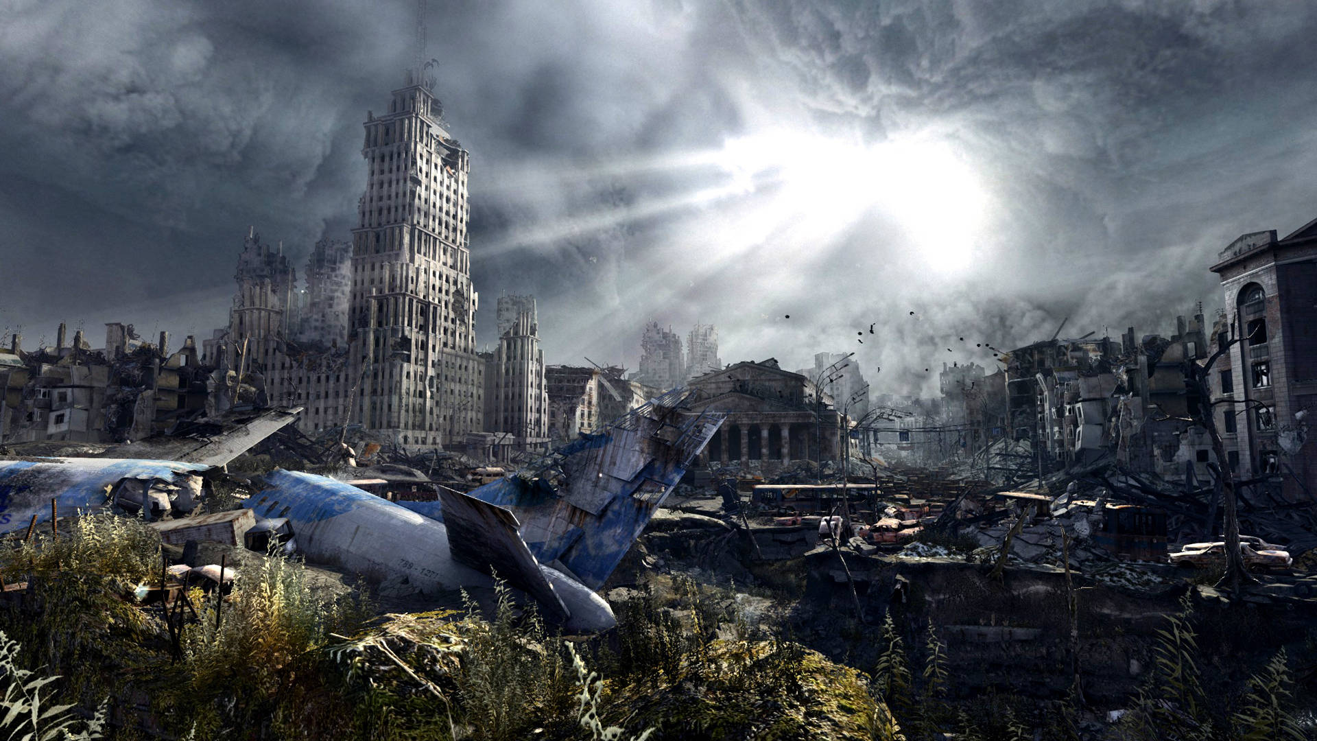 Metro 2033 Redux, ruined cityscape, shattered skyscrapers, Full HD Desktop Wallpaper