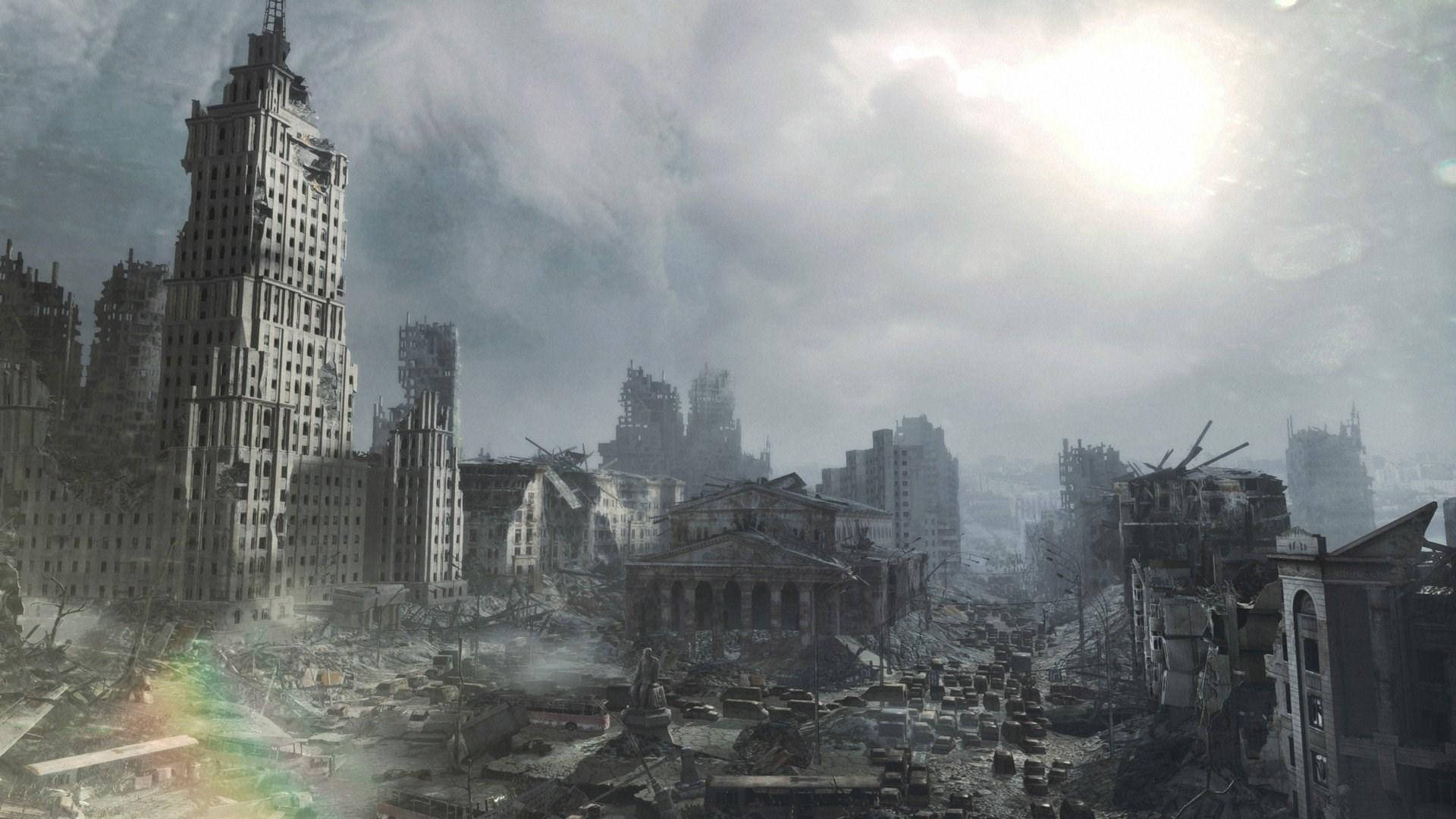 Metro 2033, ruined skyscrapers, collapsed buildings, Full HD Desktop Wallpaper
