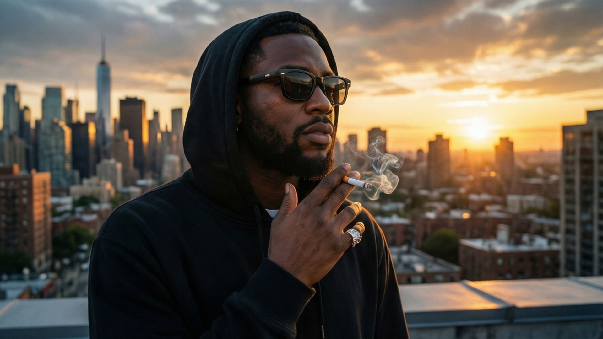 Metro Boomin, sunset, rooftop, Full HD Desktop Wallpaper