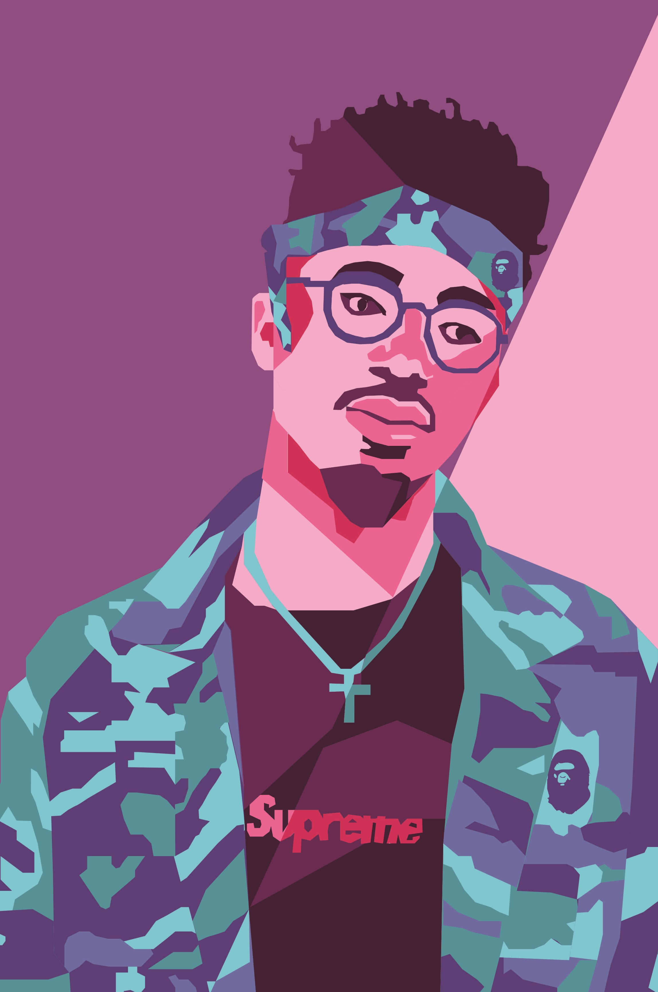 Metro Boomin, glasses, camouflage jacket, 2K Phone Wallpaper