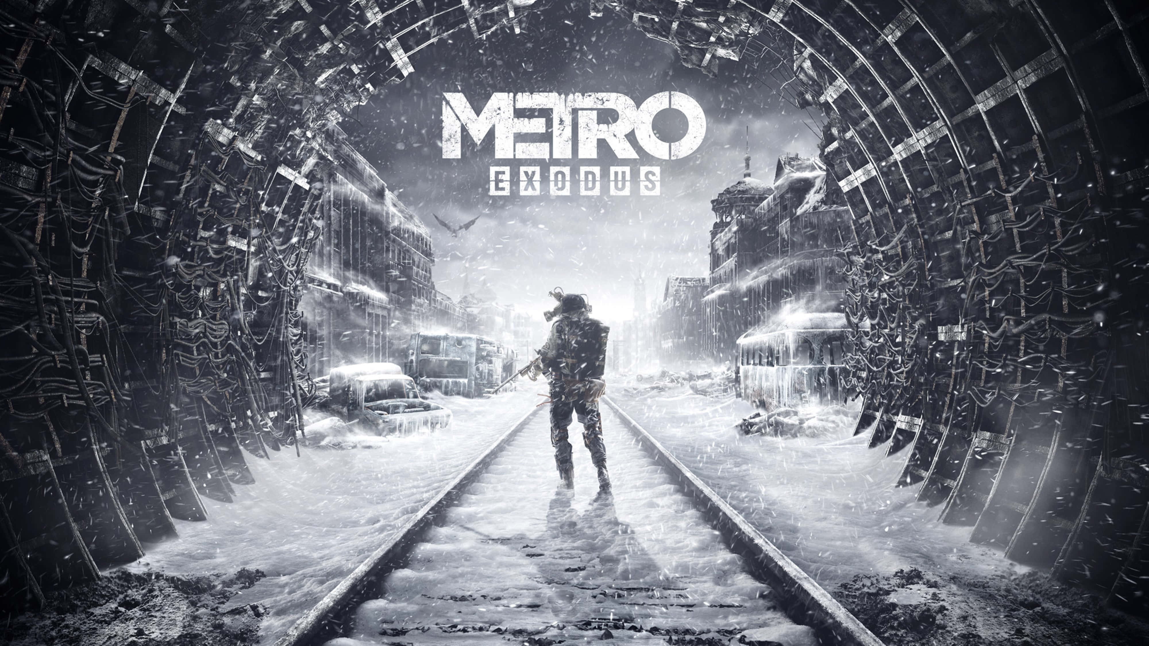 Metro Exodus 4K, survivor, snow-covered ruined subway tunnel, 4K Desktop Wallpaper