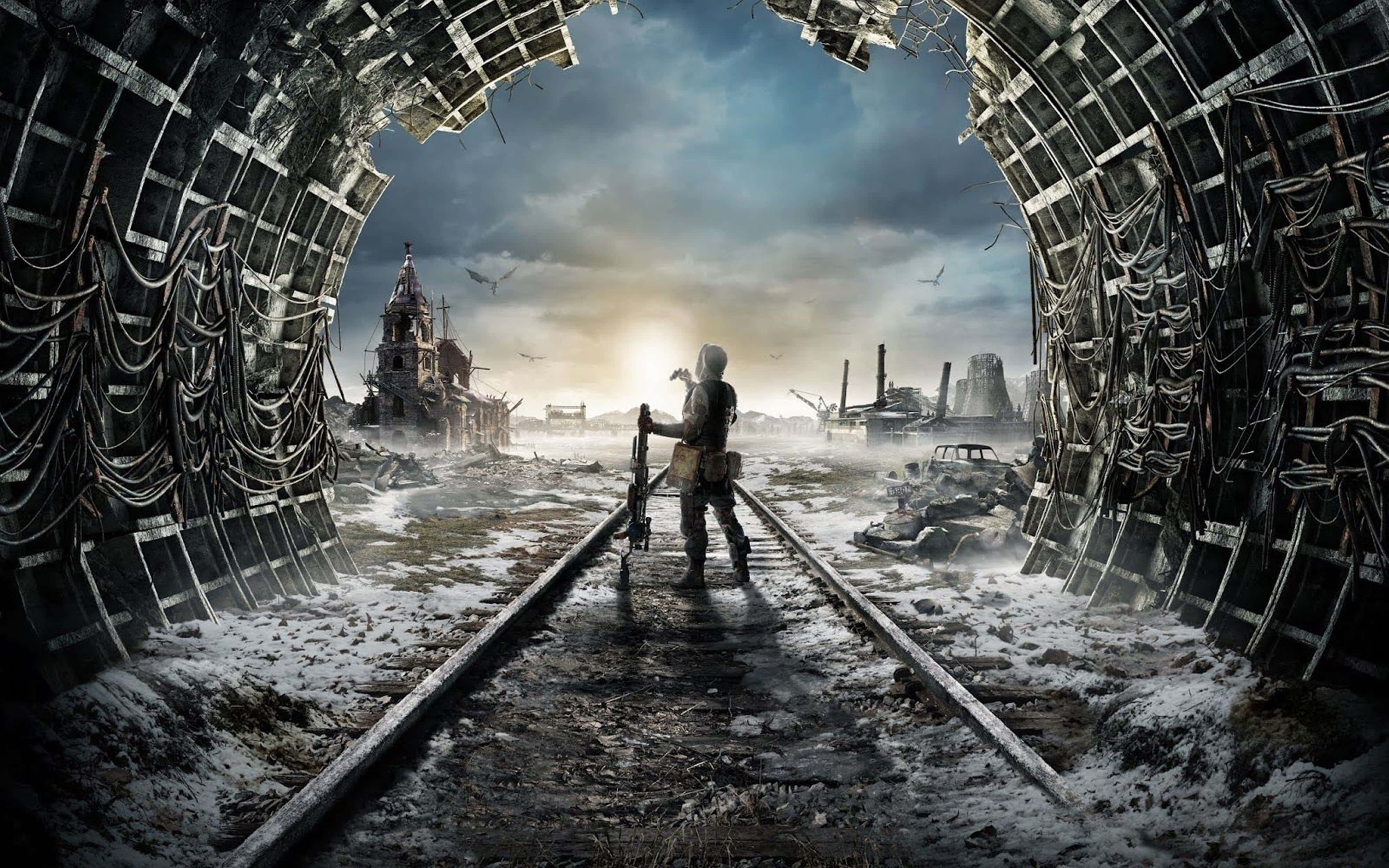 Metro Exodus 4K, tunnel, train tracks, 4K Desktop Wallpaper