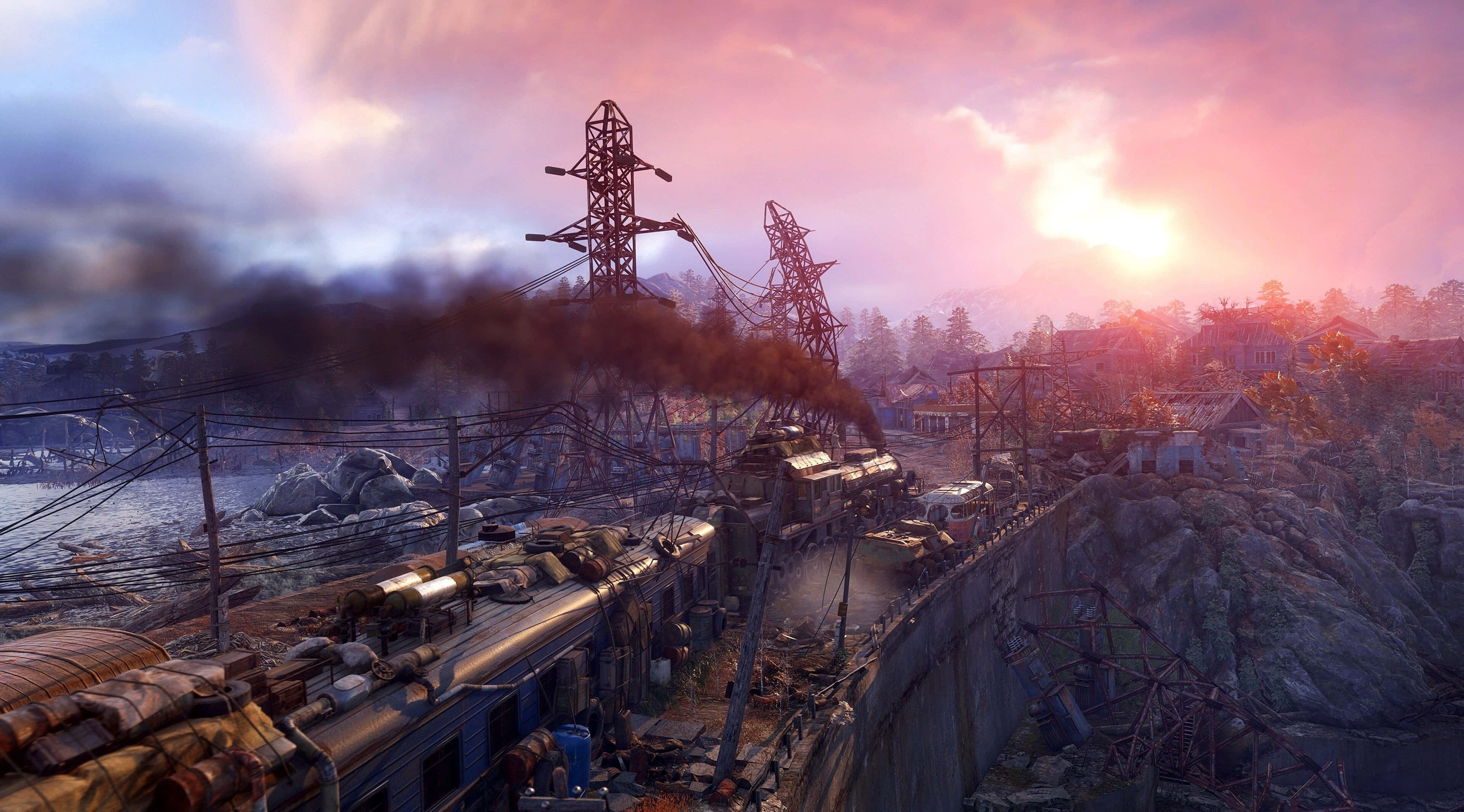 Metro Exodus 4K, rusted train, crumbling track, 4K Desktop Wallpaper