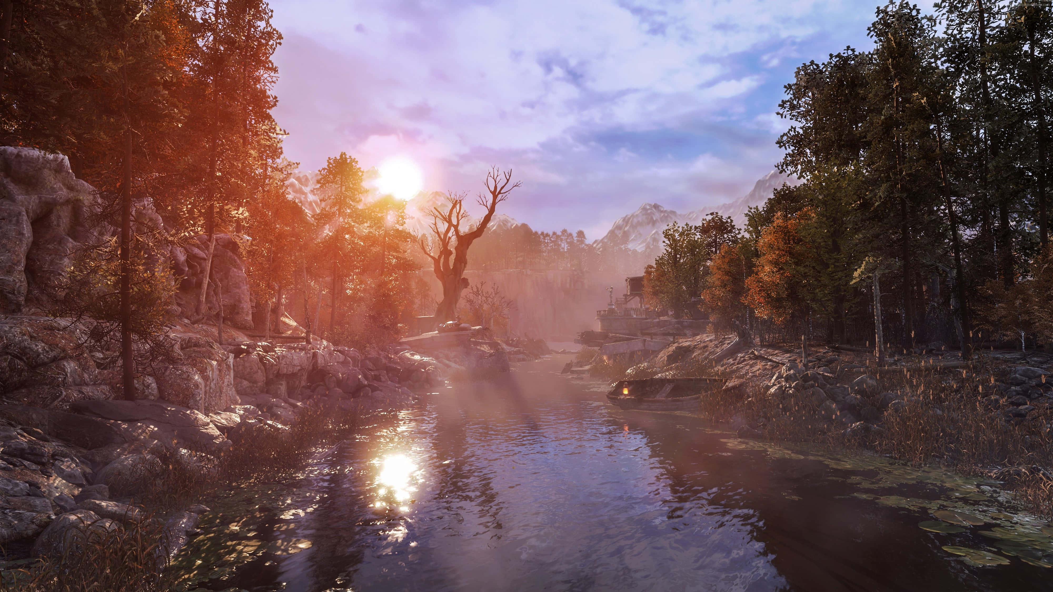 Metro Exodus, Sunset, misty river, 4K Desktop Wallpaper