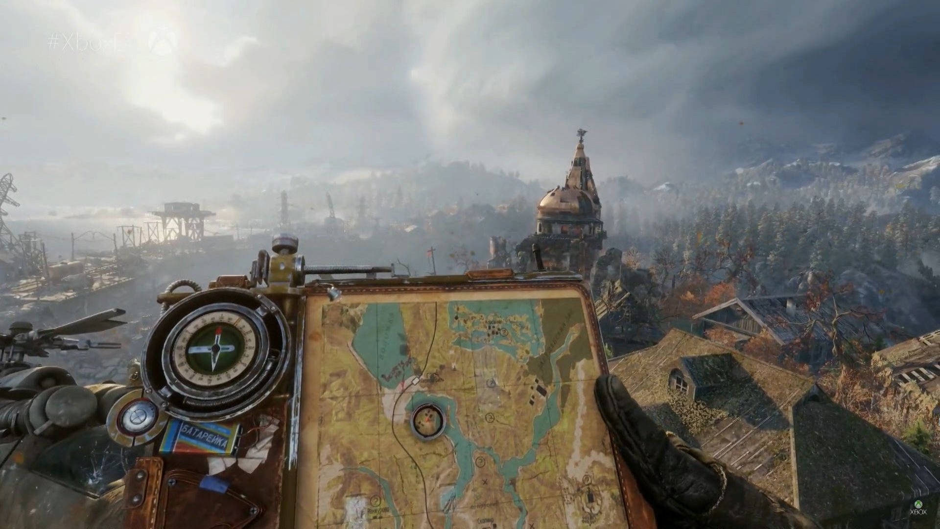 Metro Exodus, town map, domed tower, Full HD Desktop Wallpaper