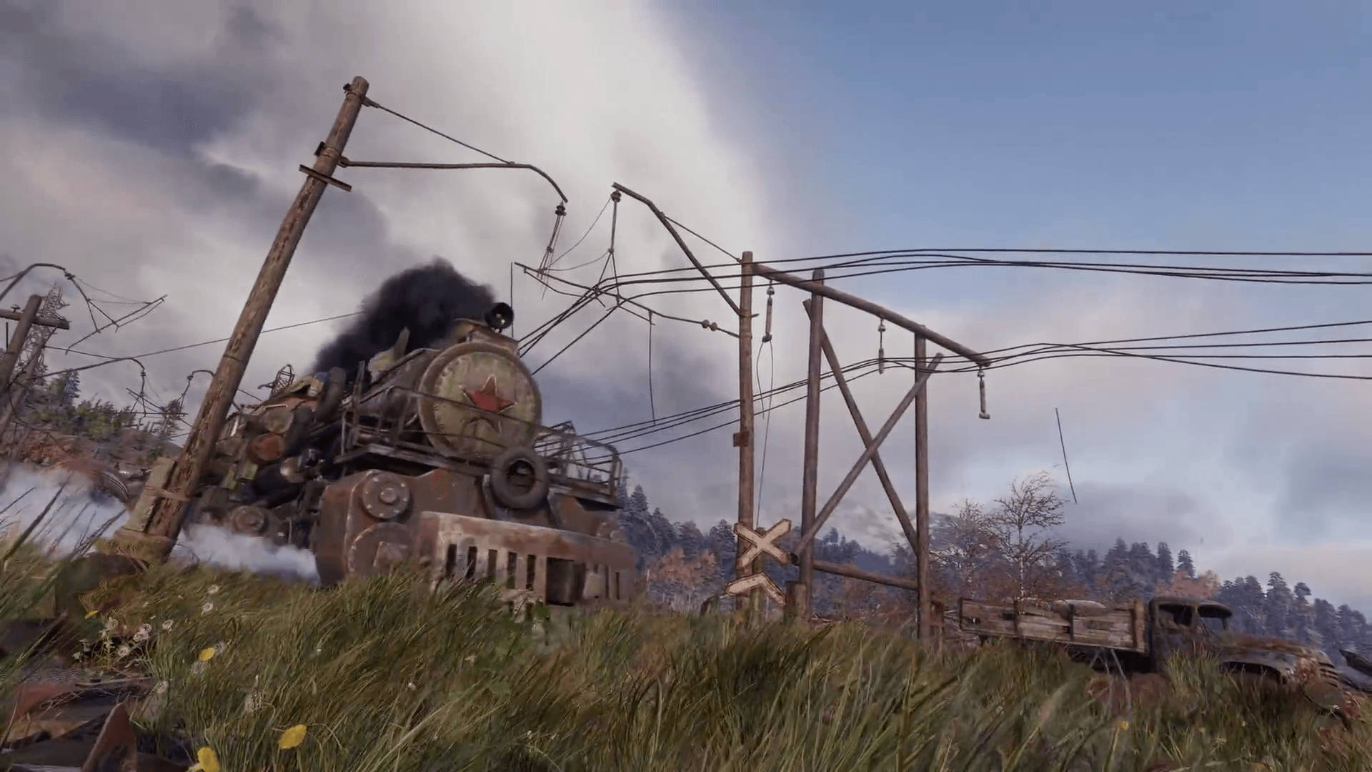 Metro Exodus, abandoned train, rusted steam train, Full HD Desktop Wallpaper