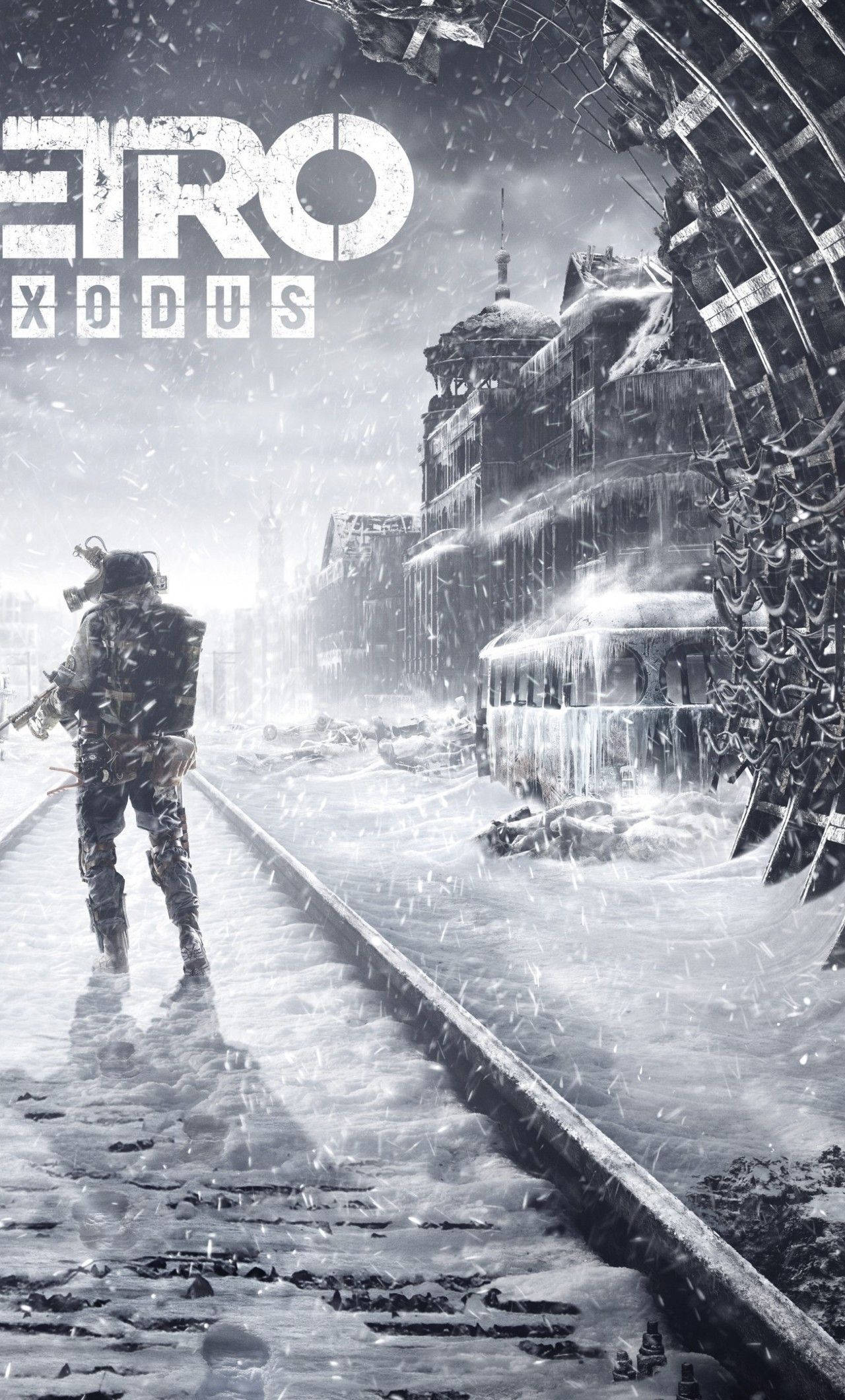 Metro Exodus, snow-covered ruined cityscape, falling snow, Full HD Phone Wallpaper