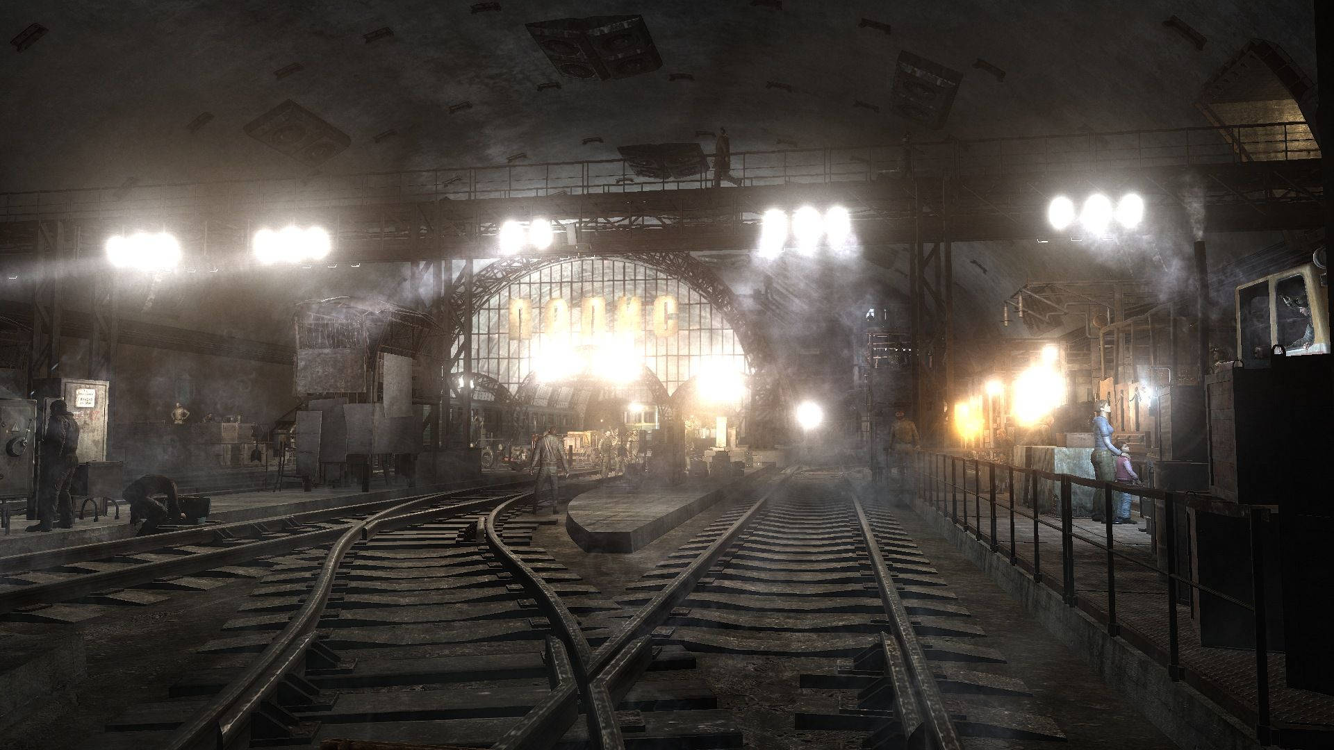 Metro Exodus, train station, steamy tracks, Full HD Desktop Wallpaper