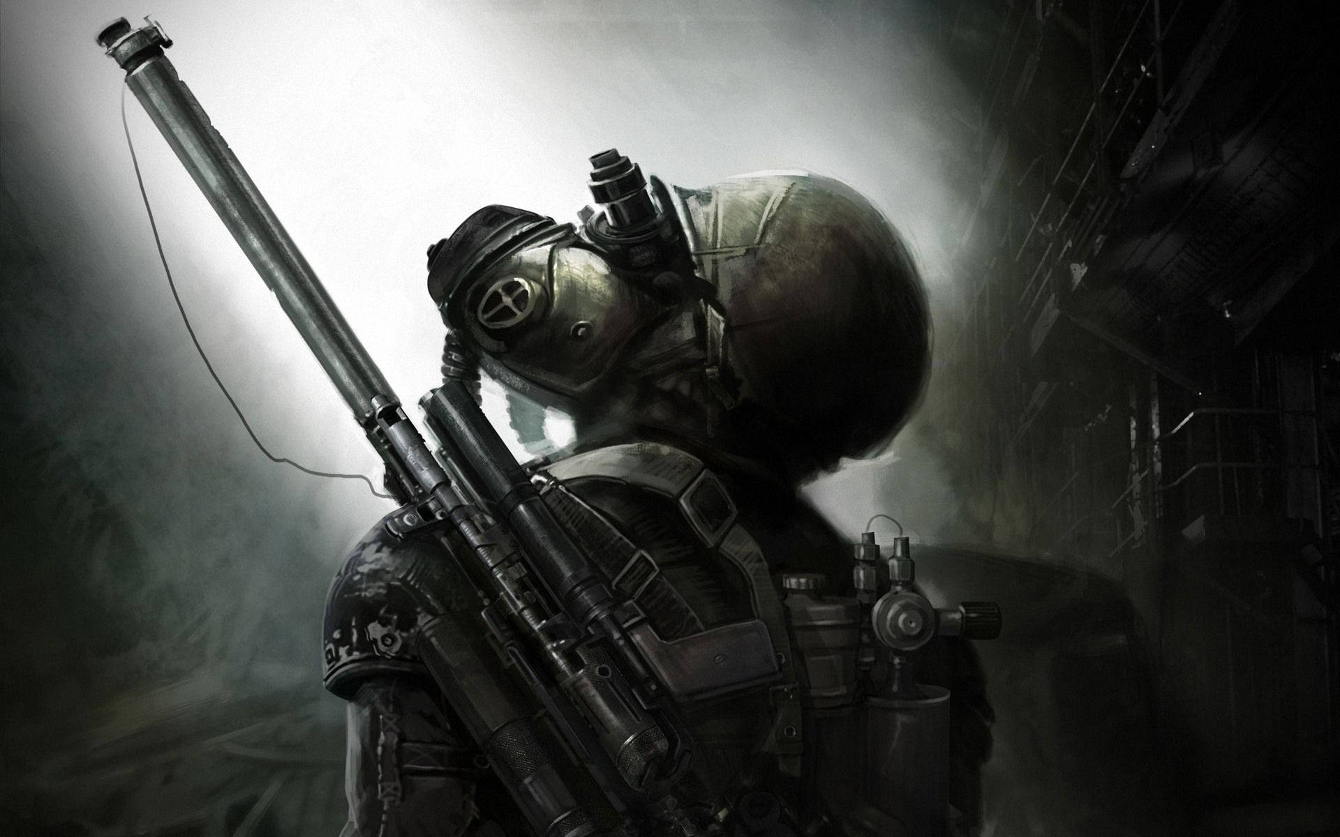 Metro Exodus, soldier, gas mask, Full HD Desktop Wallpaper