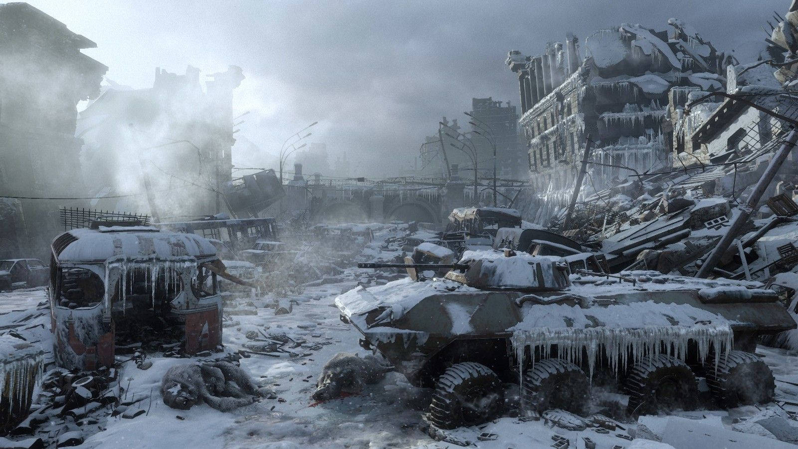 Metro Exodus, snow-covered, war-torn cityscape, HD Desktop Wallpaper