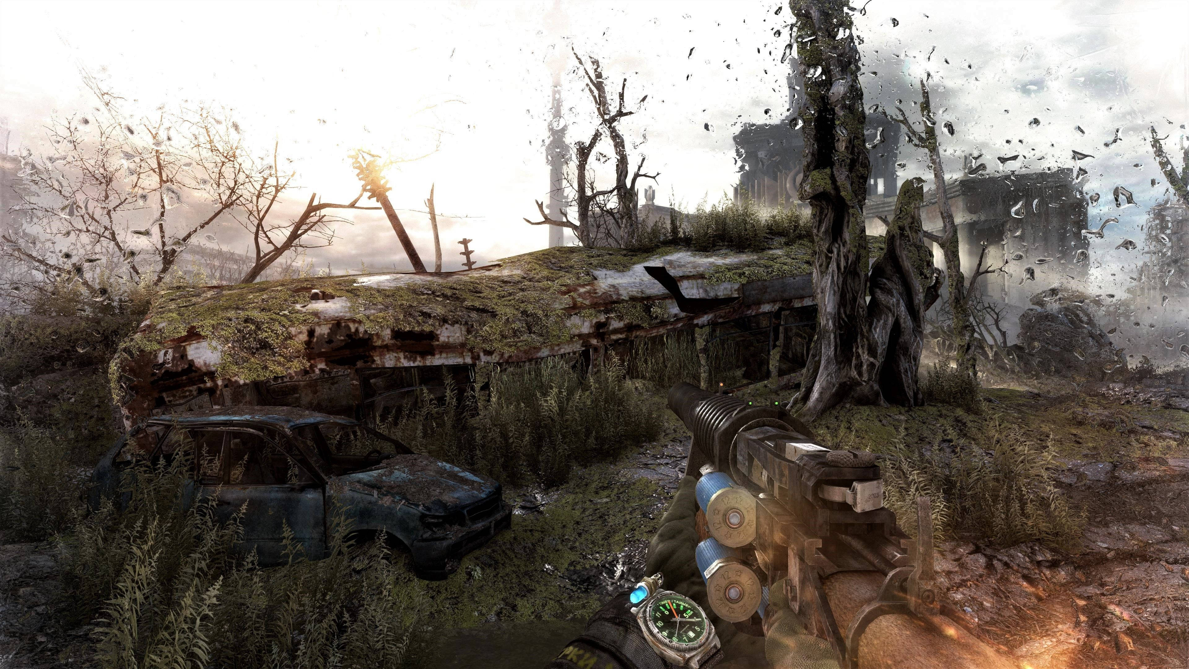Metro Exodus, first-person view, rusted car, 4K Desktop Wallpaper