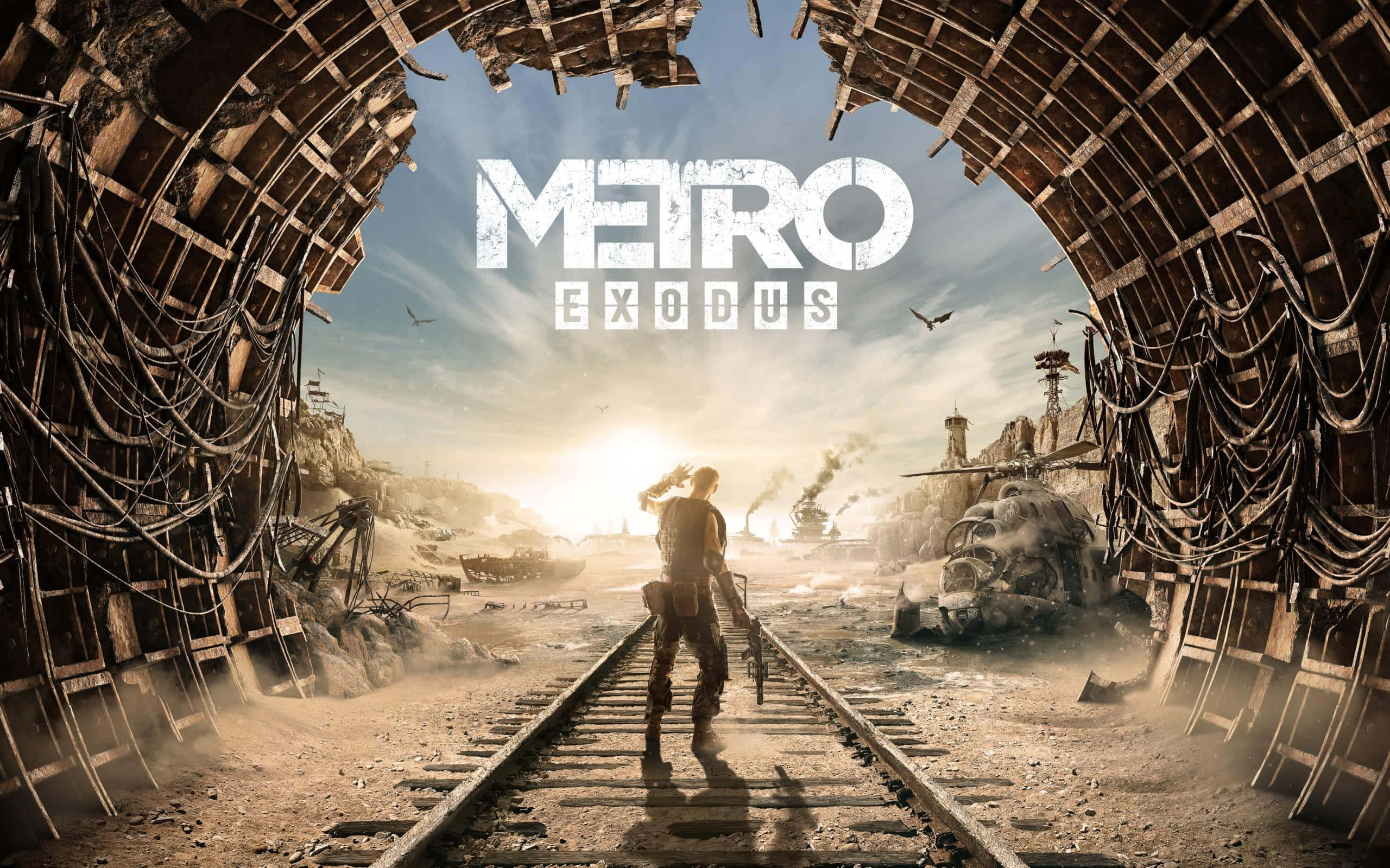 Metro Exodus, train tracks, ruined tunnel, 2K Desktop Wallpaper