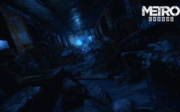 Metro Exodus, decrepit room, dark blue lit, SD Desktop Wallpaper