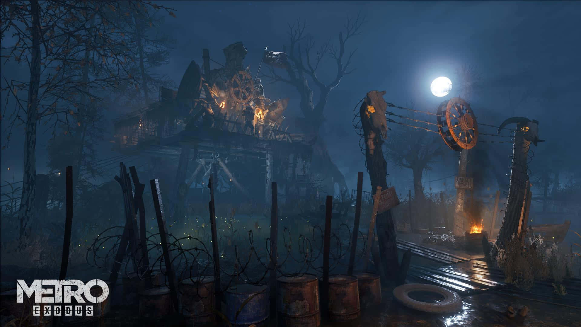 Metro Exodus, mysterious swamp, night scene, Full HD Desktop Wallpaper