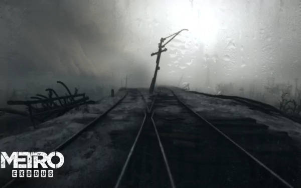 Metro Exodus, train tracks, foggy, SD Desktop Wallpaper