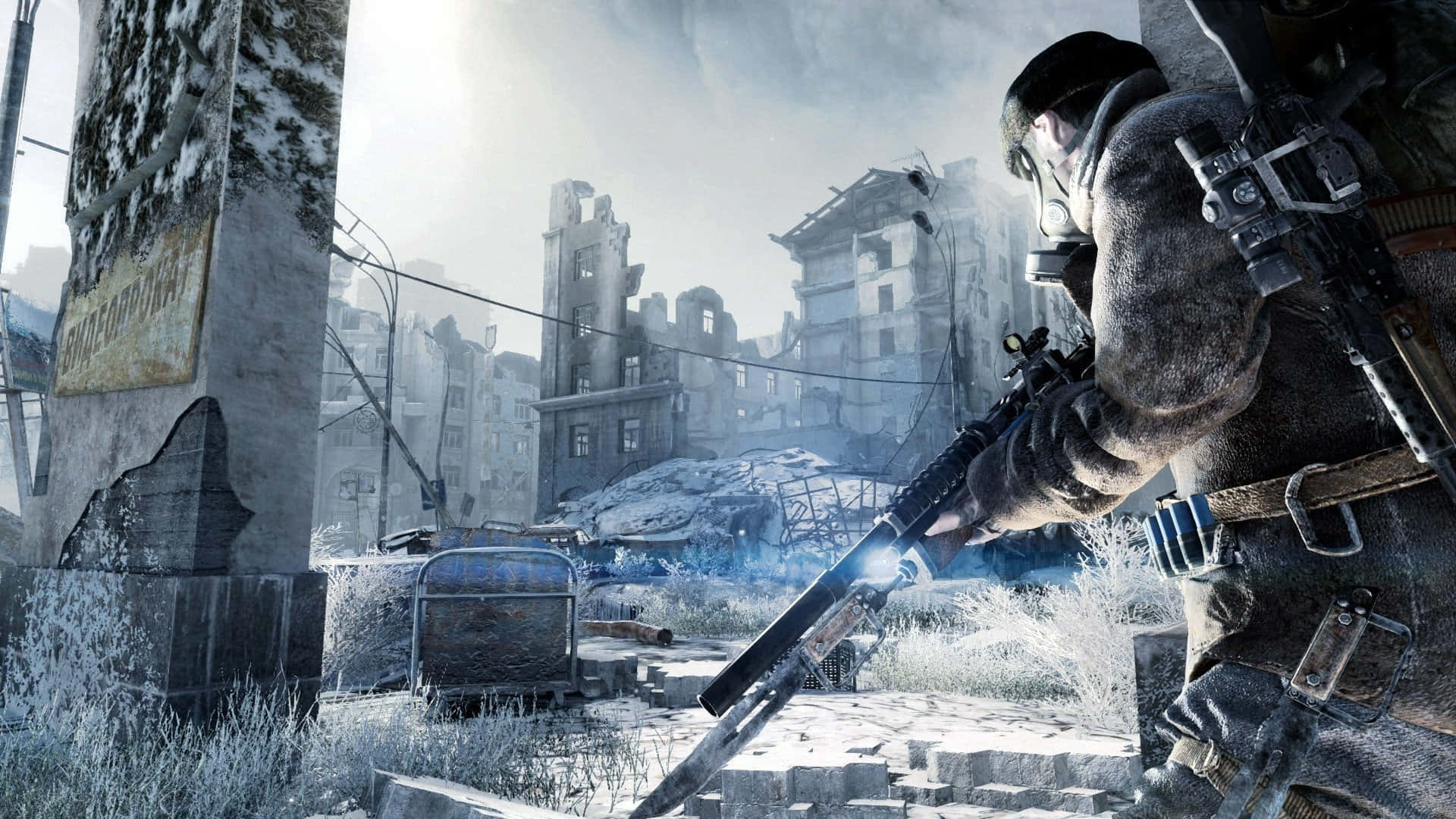 Metro Game, post apocalyptic survivor, winter gear, Full HD Desktop Wallpaper