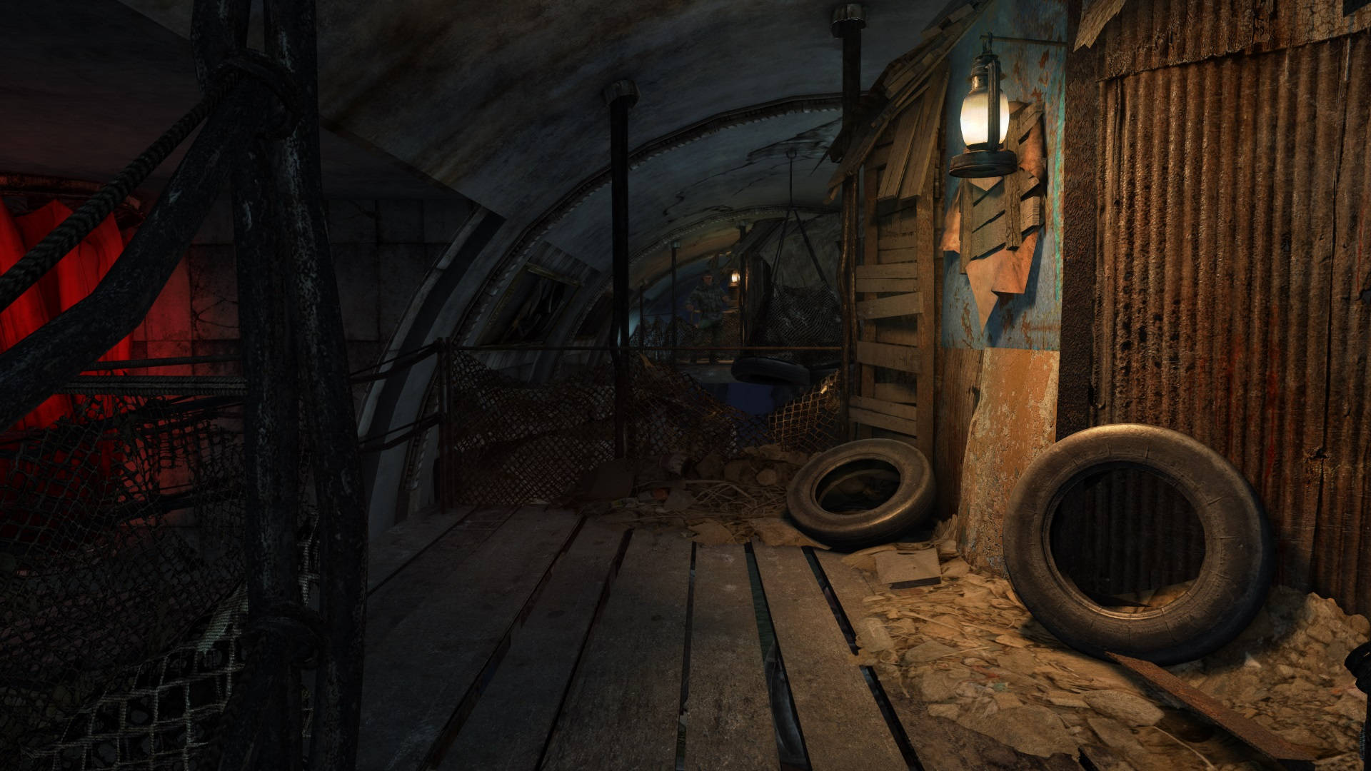 Metro Last Light, underground tunnel, rusty corrugated metal walls, Full HD Desktop Wallpaper
