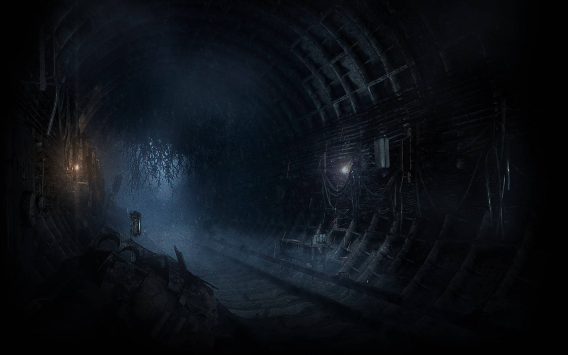 Metro Last Light, faint lights, glowing blue mist, Full HD Desktop Wallpaper