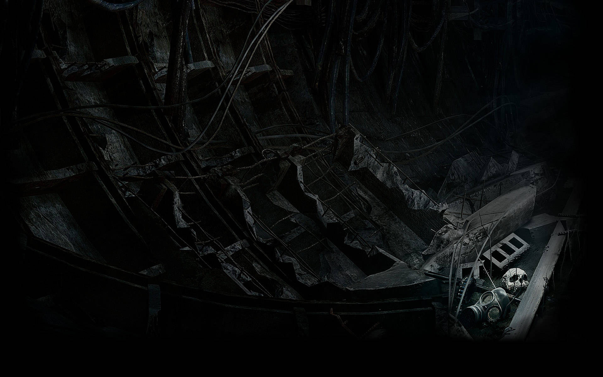 Metro Last Light, skull mask, industrial ruin, Full HD Desktop Wallpaper