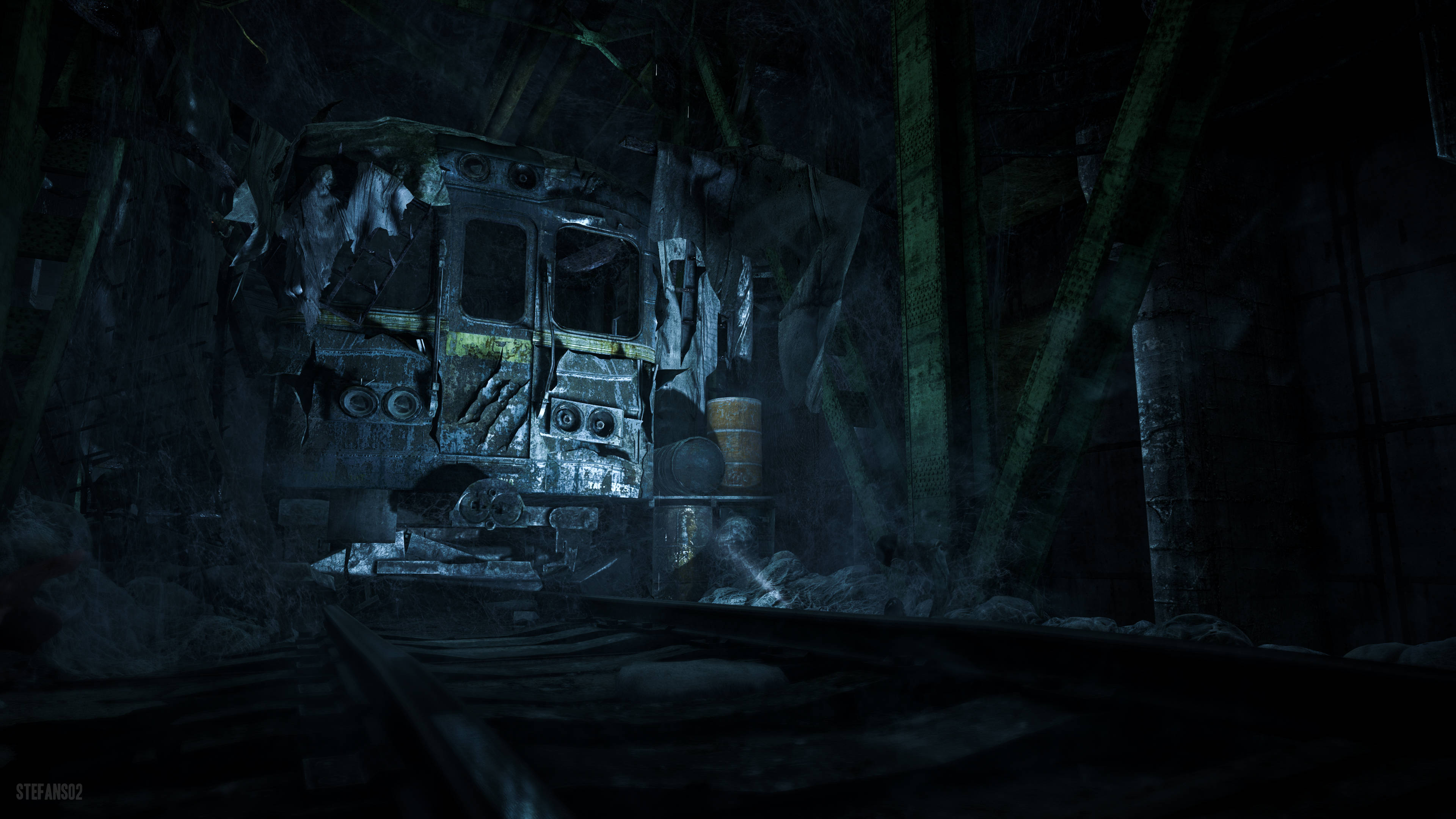 Metro Last Light, subway car, dark, decaying subway tunnel, 4K Desktop Wallpaper