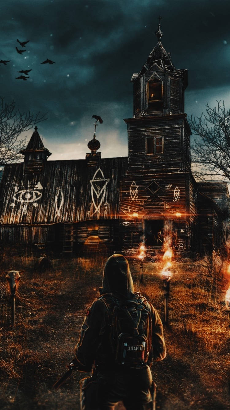 Metro Phone, wooden house, haunted wooden church, HD Phone Wallpaper