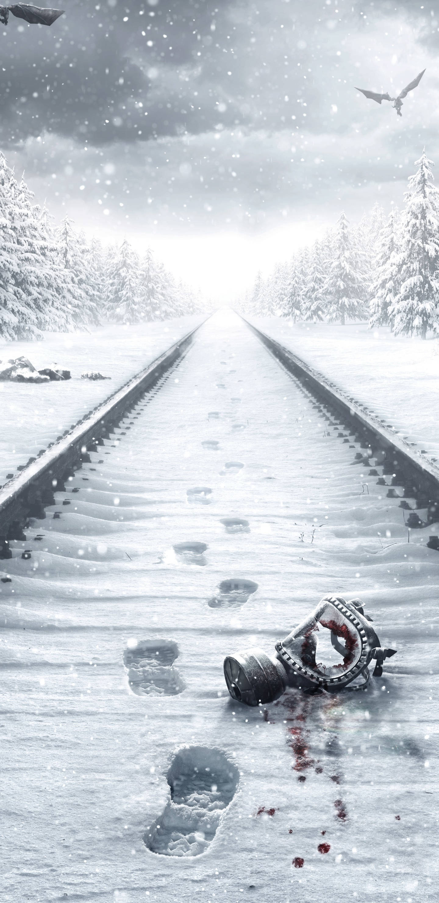 Metro Phone, snow, railway track, 2K Phone Wallpaper