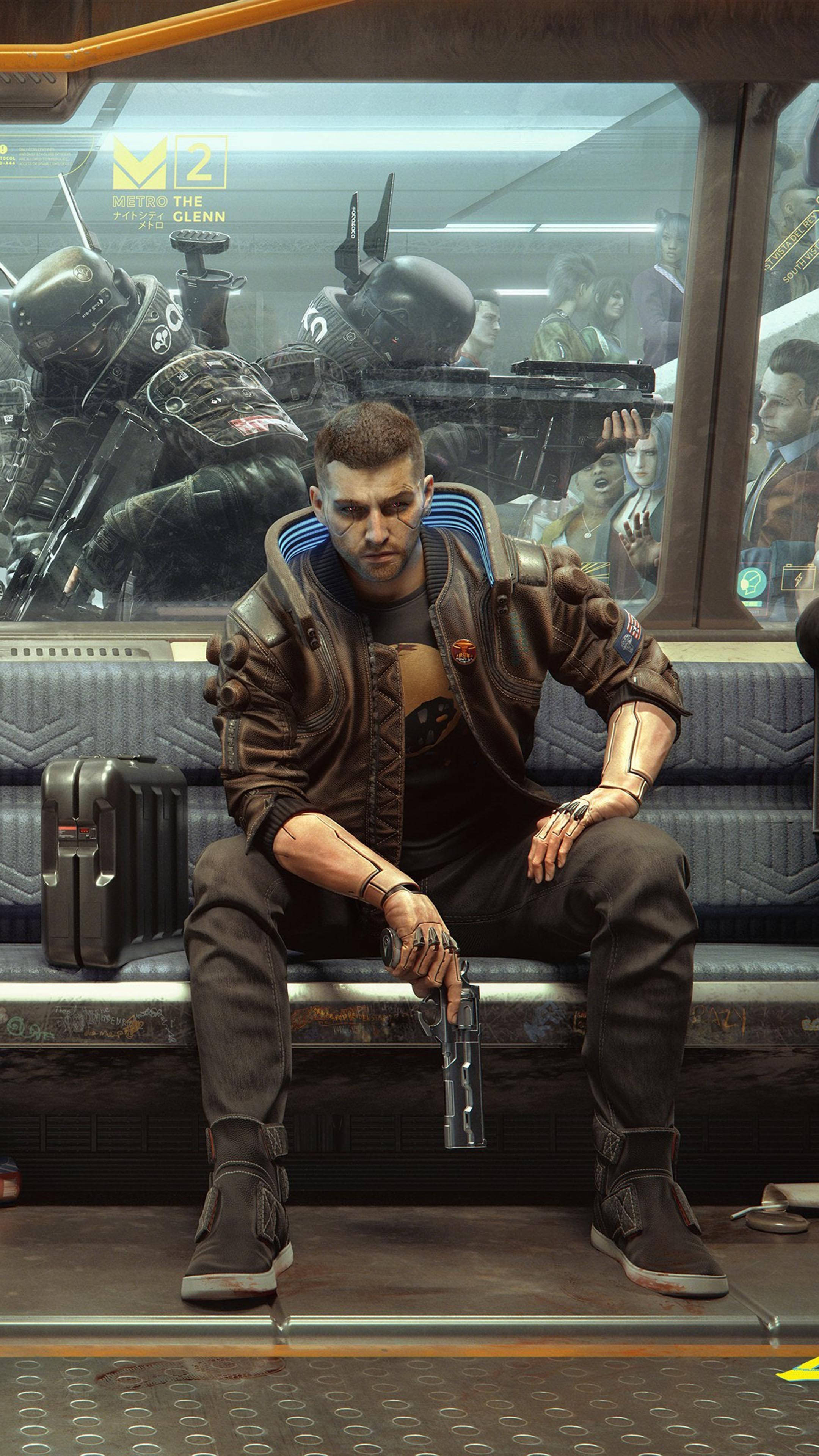 Metro Phone, robot man, cyberpunk man, 4K Phone Wallpaper